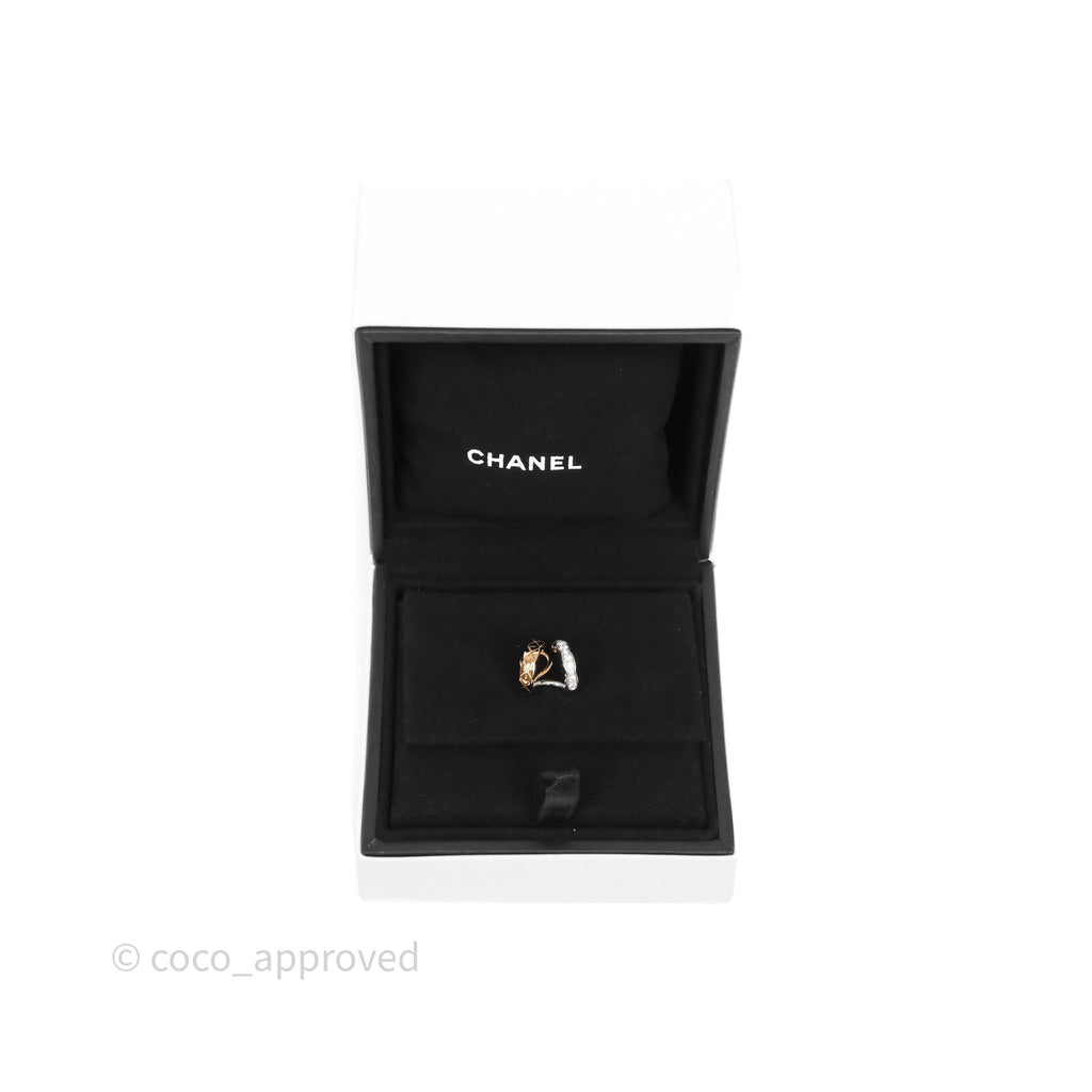 Chanel Coco Crush Single Ear Clip 18K White & Beige Gold Diamonds