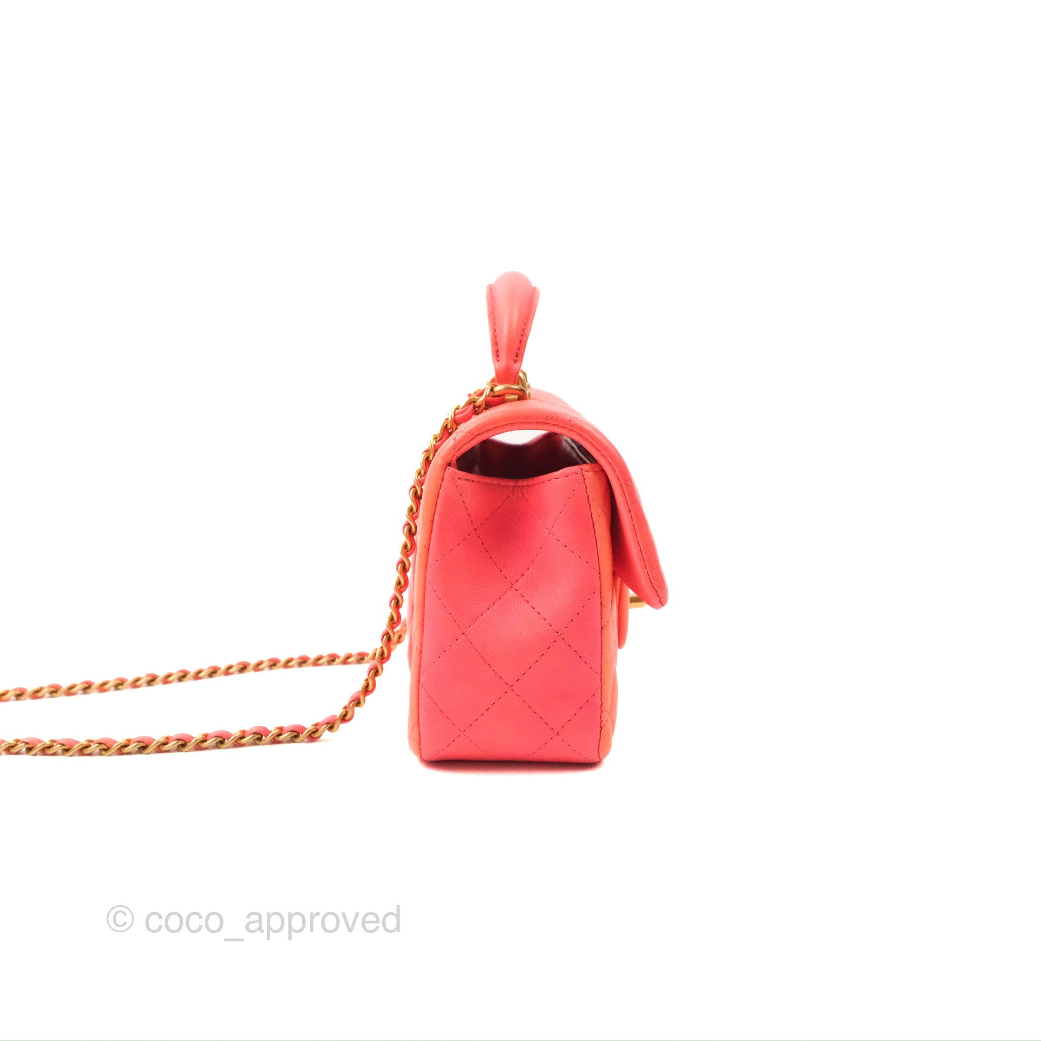 Chanel Top Handle Mini Rectangular Flap Pink Orange Ombre Lambskin