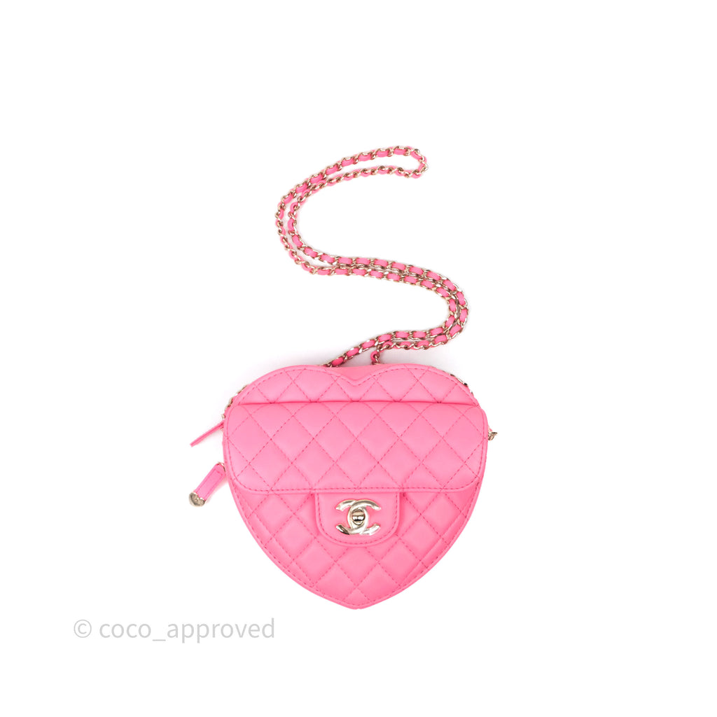 Chanel Large Heart Bag Pink Lambskin Gold Hardware
