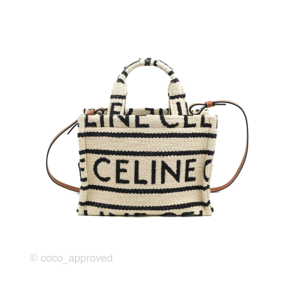 Celine Small Cabas Thais Textile with Celine All-Over White
