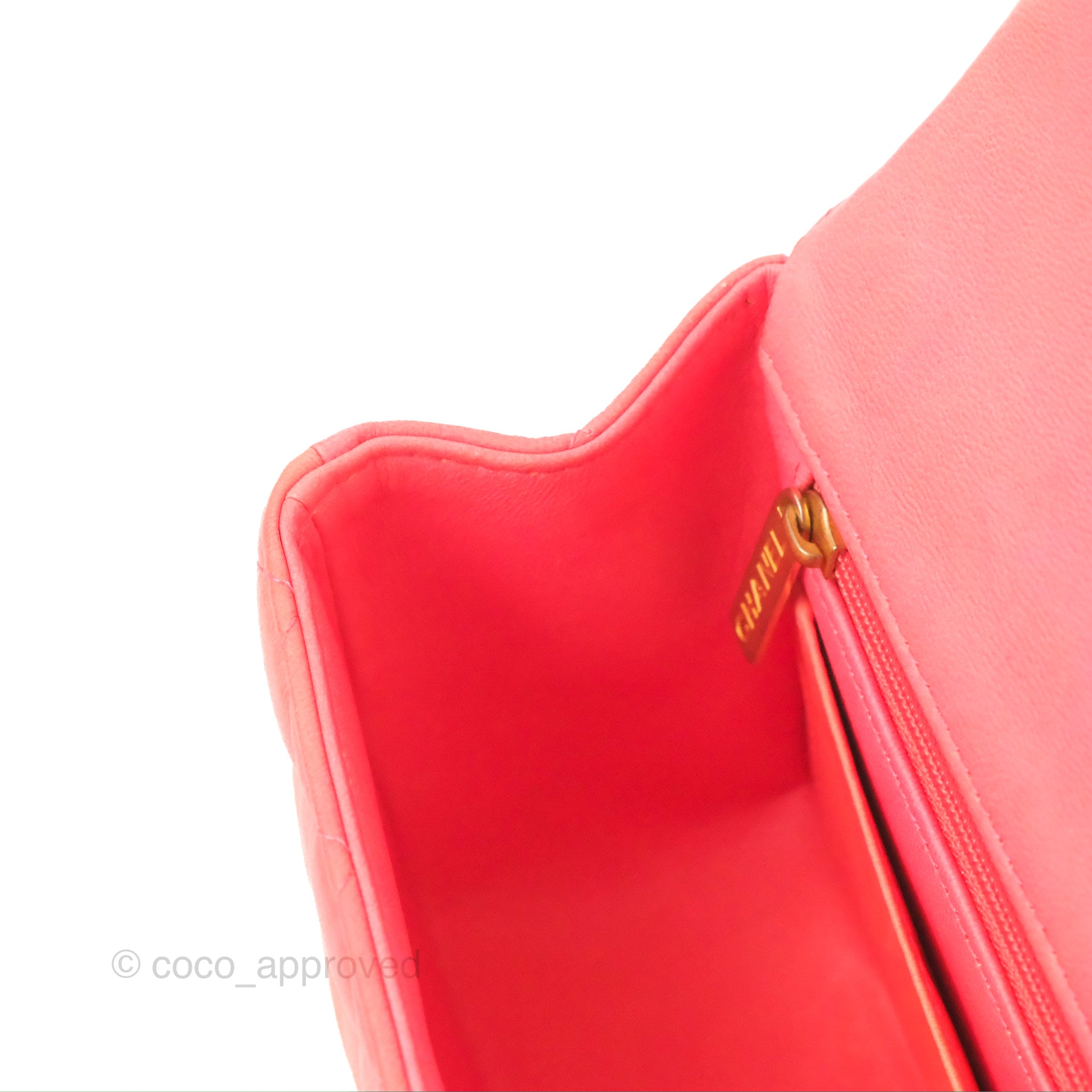 Chanel Top Handle Mini Rectangular Flap Pink Orange Ombre Lambskin Gol –  Coco Approved Studio