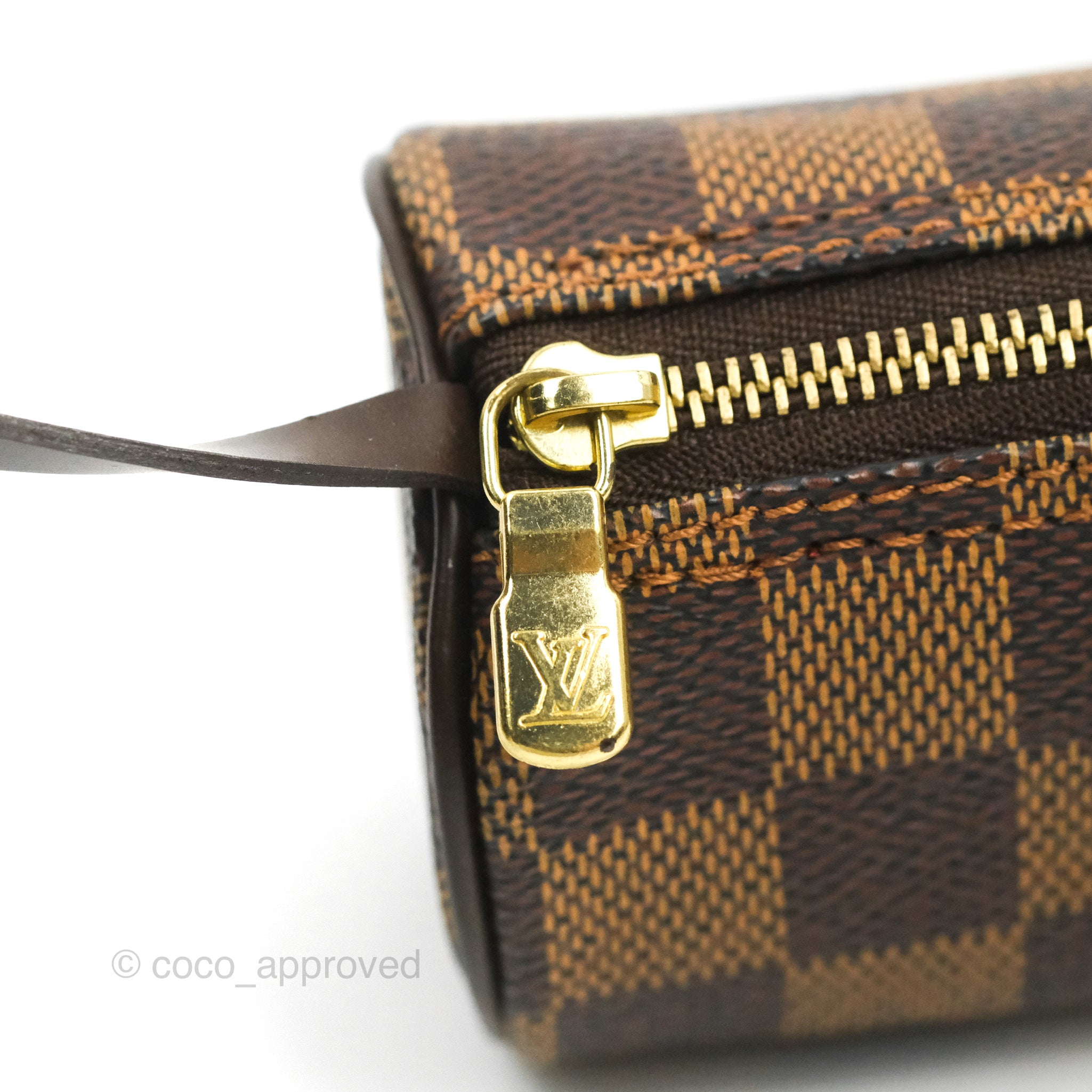 Louis Vuitton Damier Ebene Papillon Mini Wristlet Pouch Bag 342lvs520