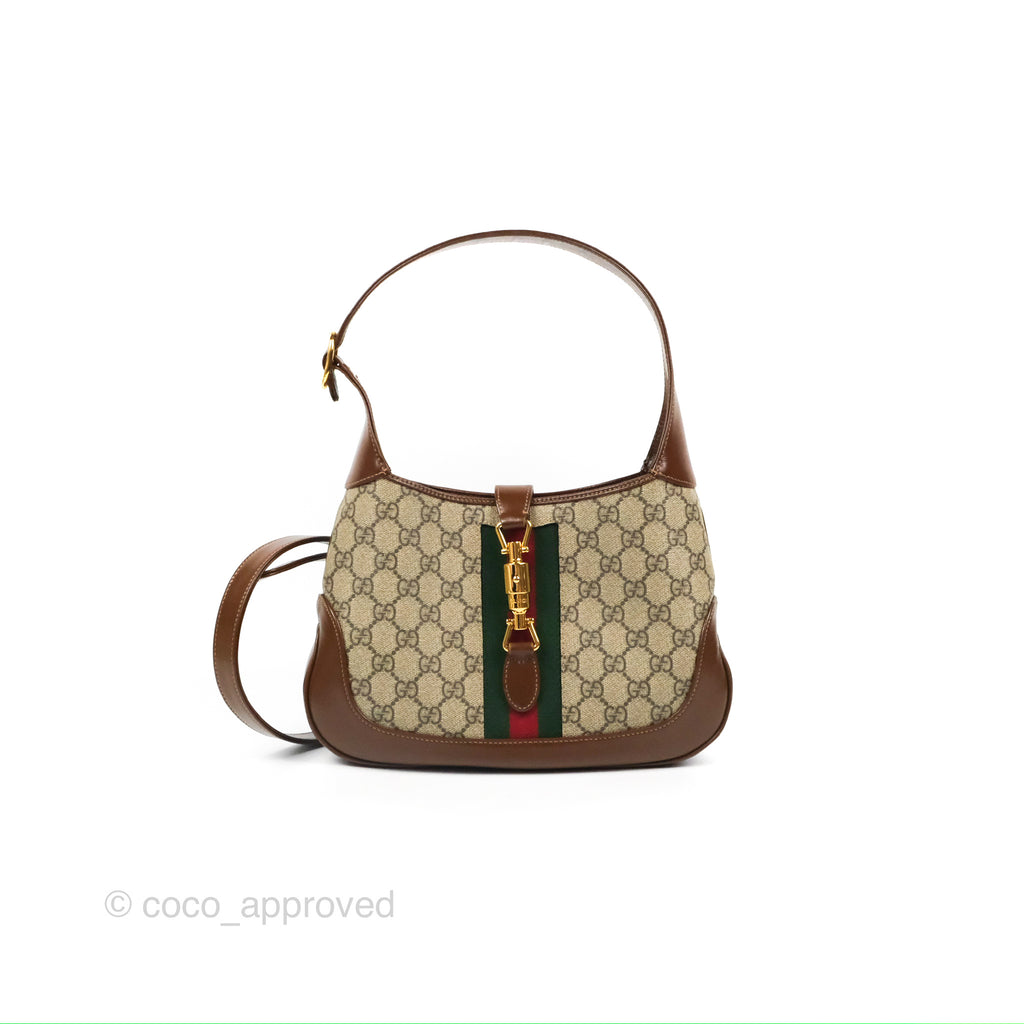 Gucci Jackie 1961 Small Shoulder Bag Beige/Ebony GG Supreme Canvas – Coco  Approved Studio