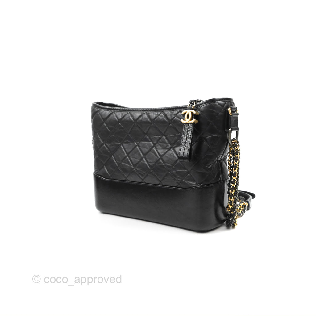 Chanel Large Gabrielle Hobo Black Aged Calfskin Mixed Hardware