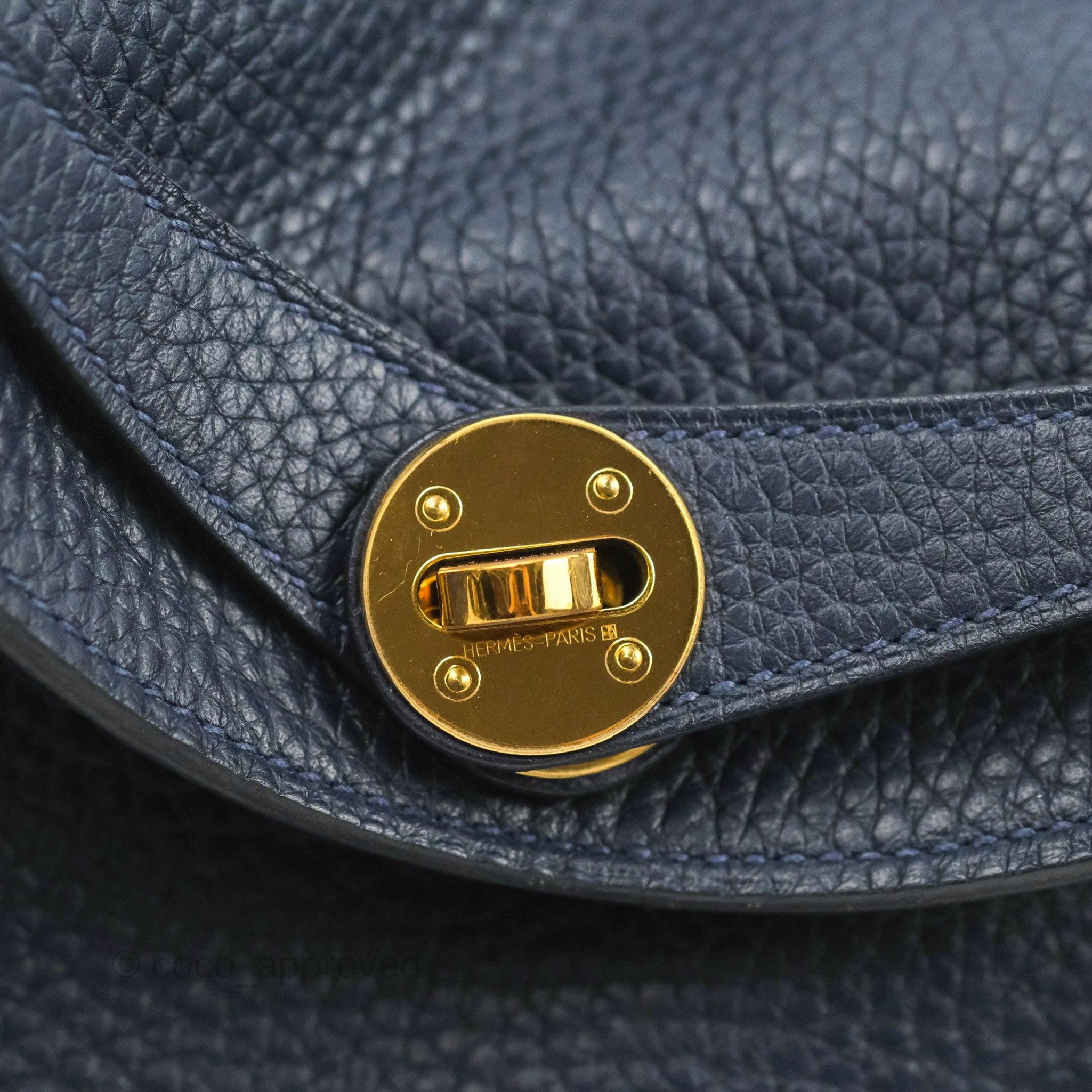 Hermes Lindy 26 Bag Blue Nuit Clemence Gold Hardware