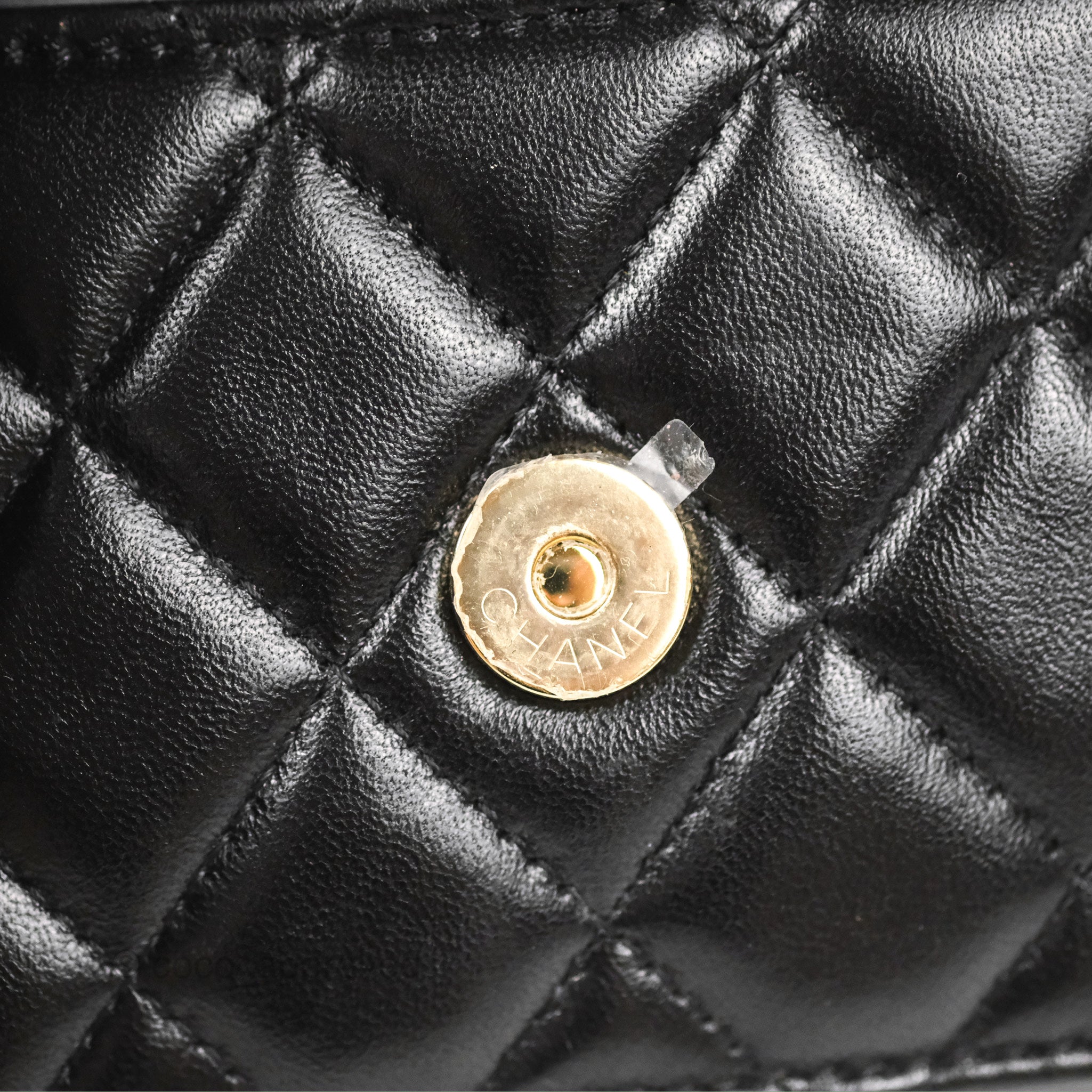 Chanel Mini Handle Flap Coin Purse With Chain Black Lambskin Gold Hard –  Coco Approved Studio