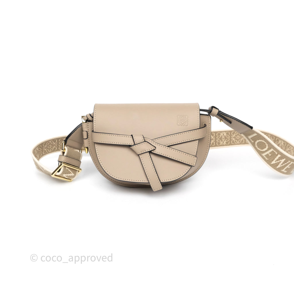 Loewe Mini Gate Dual Bag Beige Sand Soft Calfskin Jacquard Strap