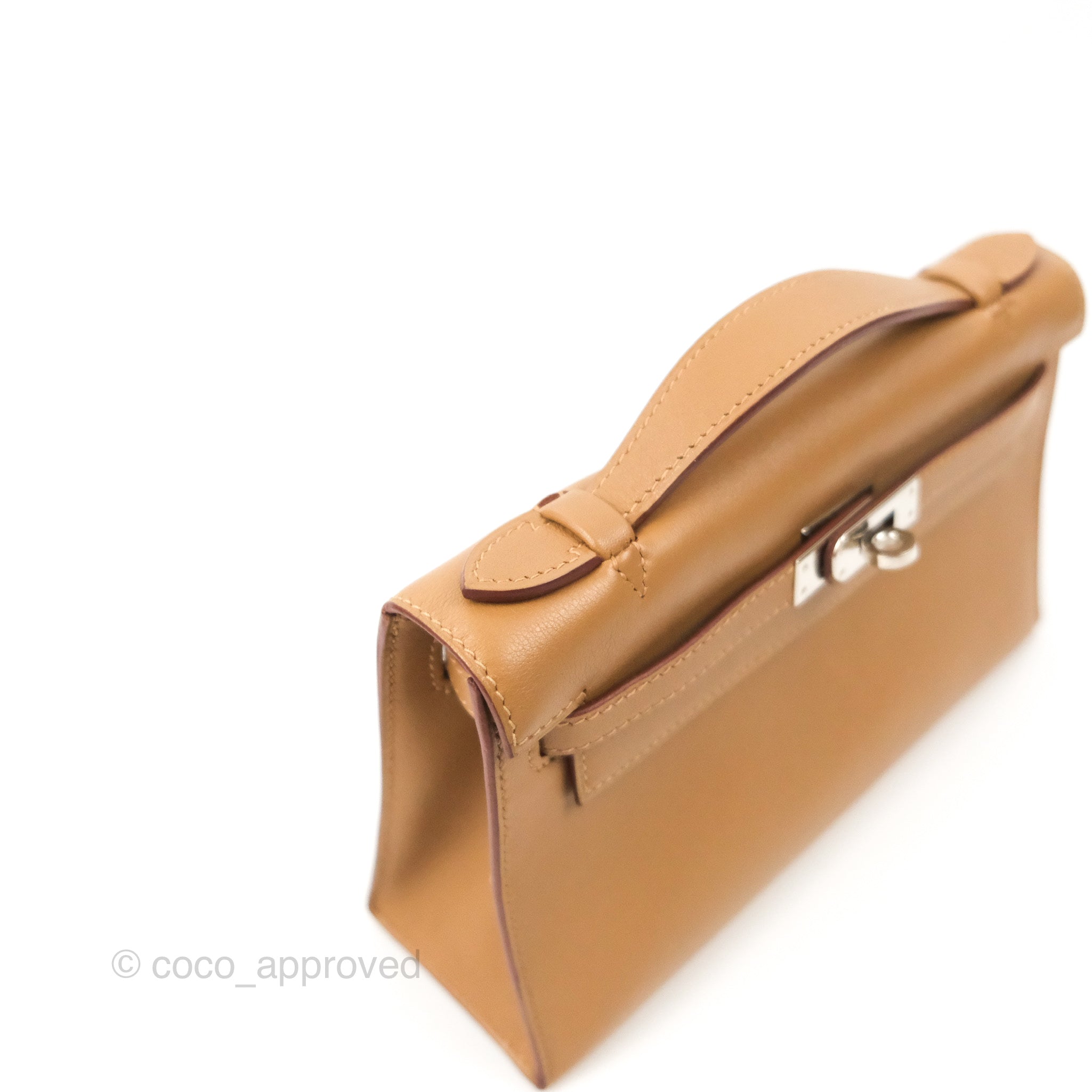 Hermes Gold Brown Swift PHW Kelly Pochette Clutch Bag Handbag – MAISON de  LUXE