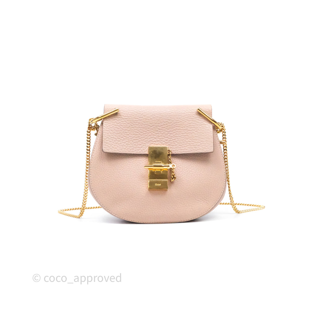Chloe Mini Drew Crossbody Bag Pink Grained Leather