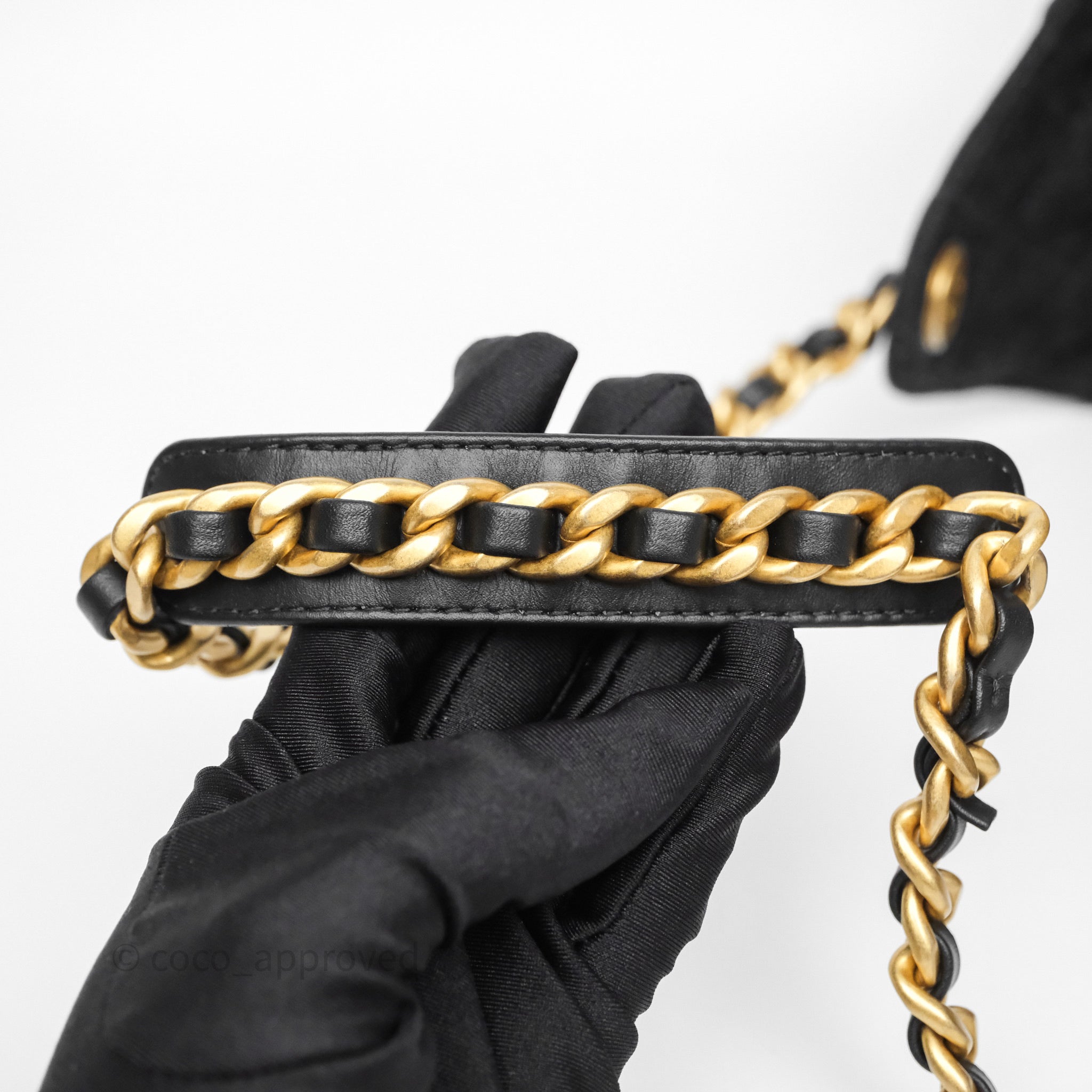 Chanel 25 Medium Washed Denim Black Aged Gold Hardware – Coco