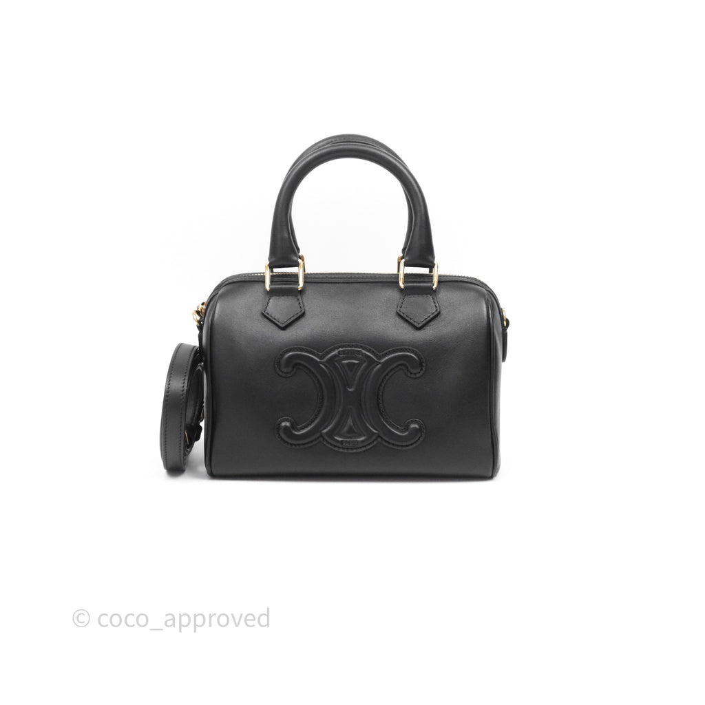 Celine Small Boston Bag Black Calfskin Gold Hardware