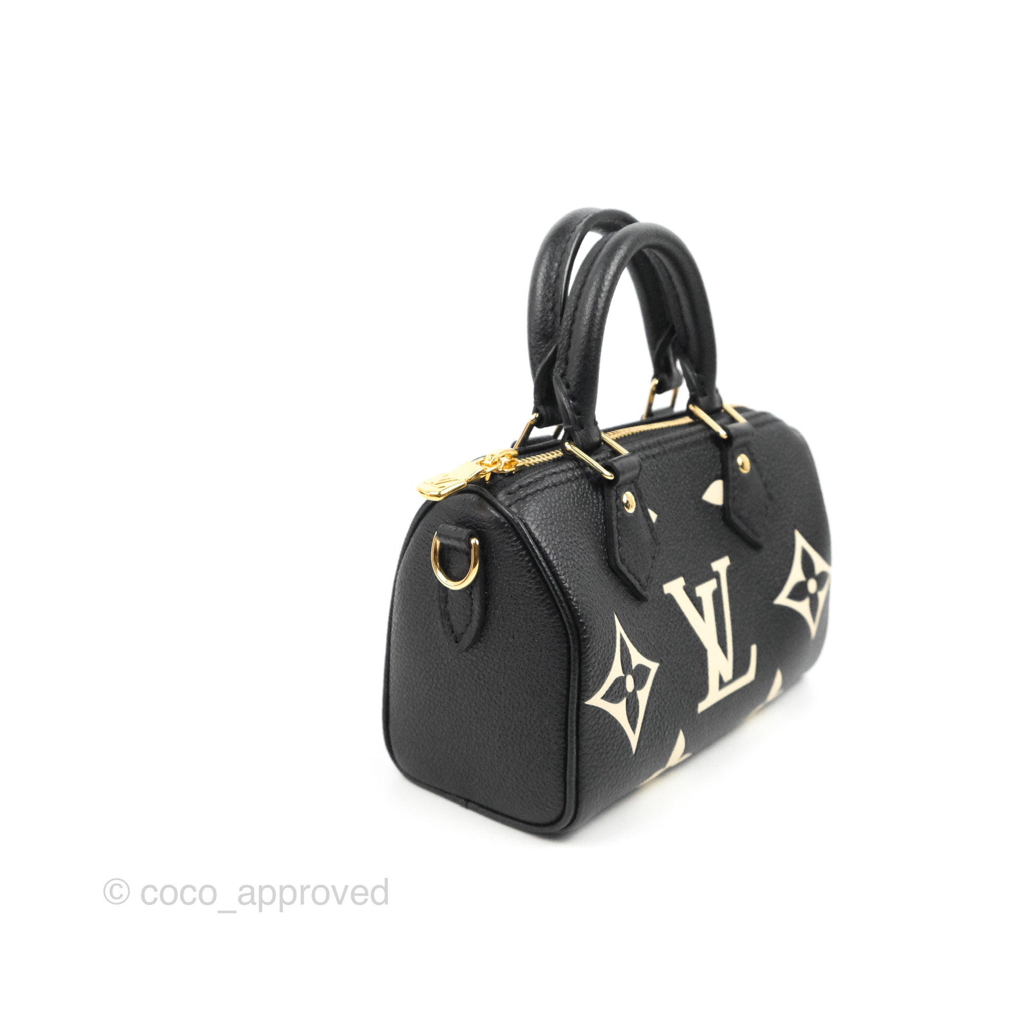 Louis Vuitton Speedy BB, Black with Gold Hardware, New in Box