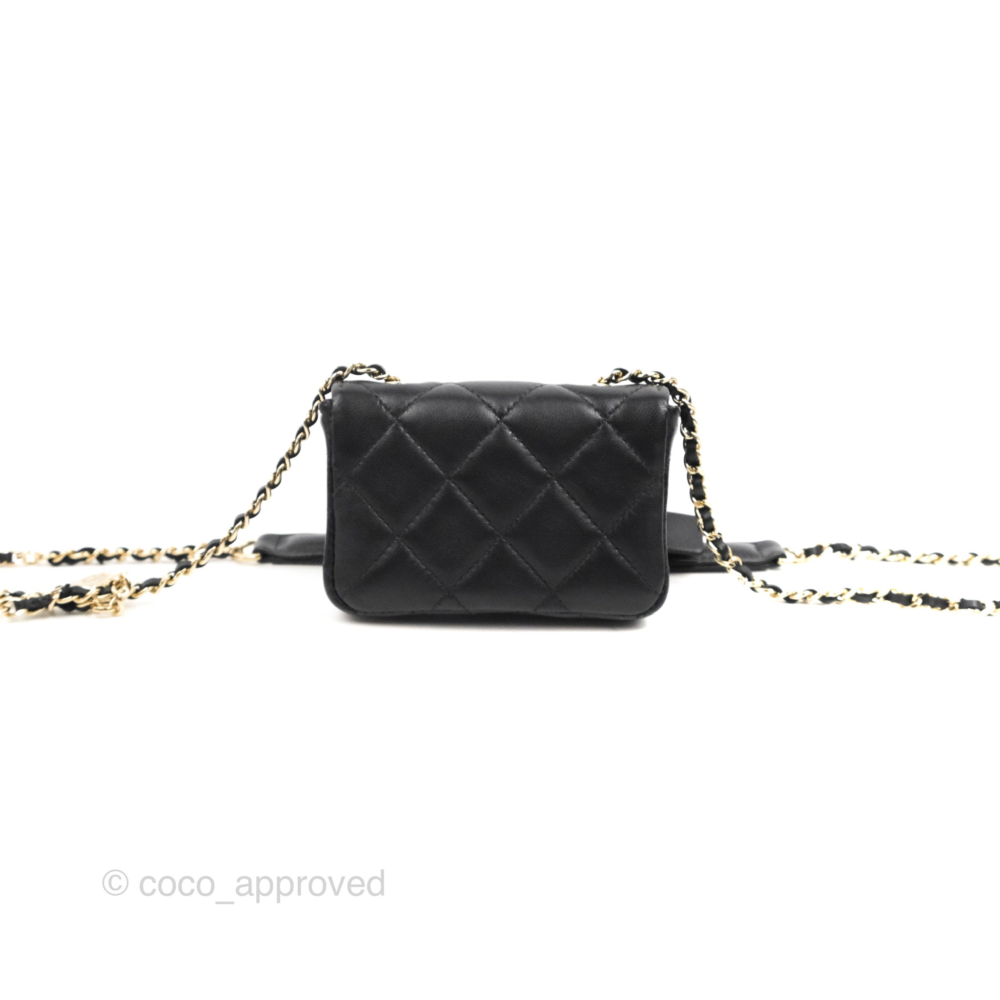 Louis Vuitton Chanel Black Lambskin Leather Micro Belt Bag