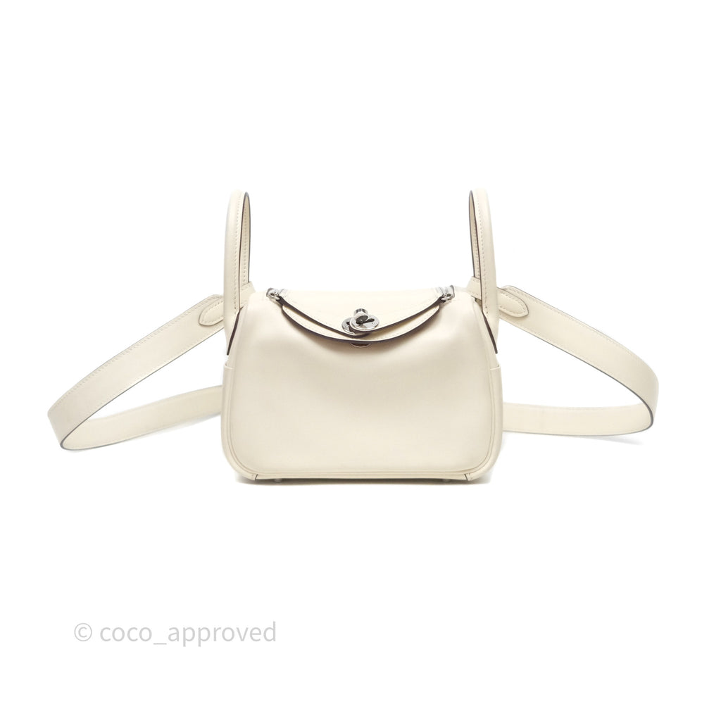 Hermes Mini Lindy Veau Swift Nata I2/ Sesame 2S Palladium Hardware