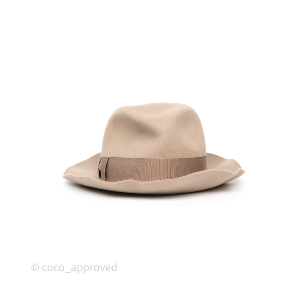Hermès Rabbit Felt Bow Hat Wool Beige Size 58
