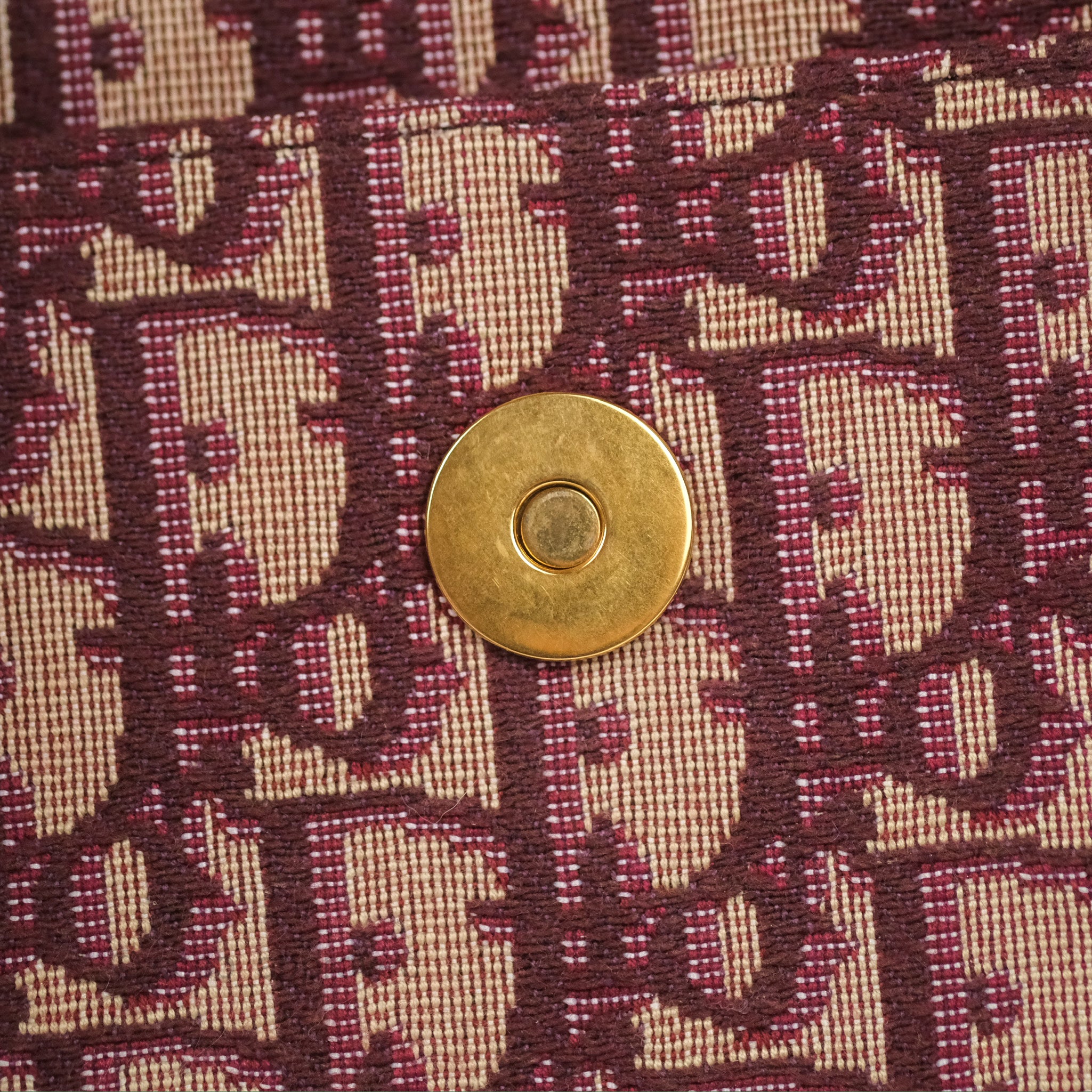 Christian Dior Lovely Dior Saddle pouch in red oblique monogram canvas,  Garniture en métal argenté Cotton ref.323702 - Joli Closet