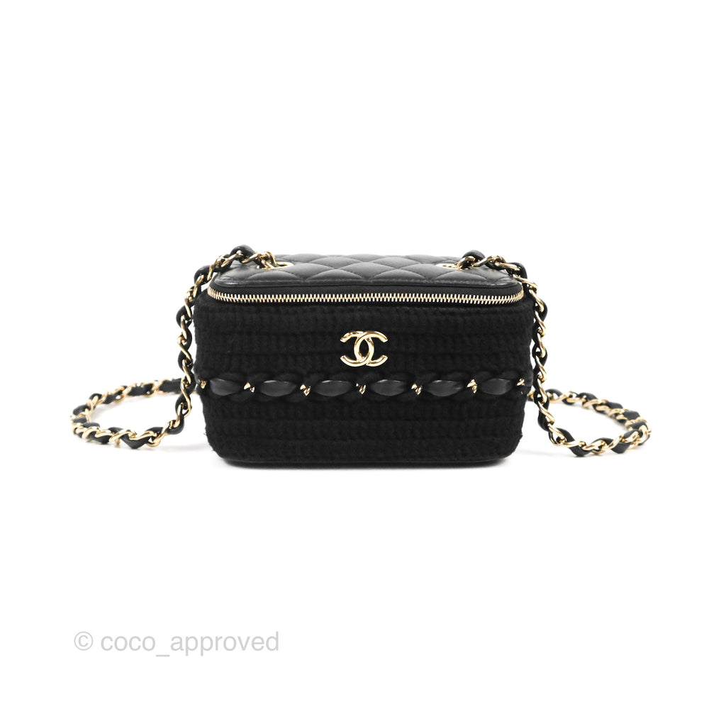 Chanel Vanity with Chain Crochet Black Lambskin Gold Hardware