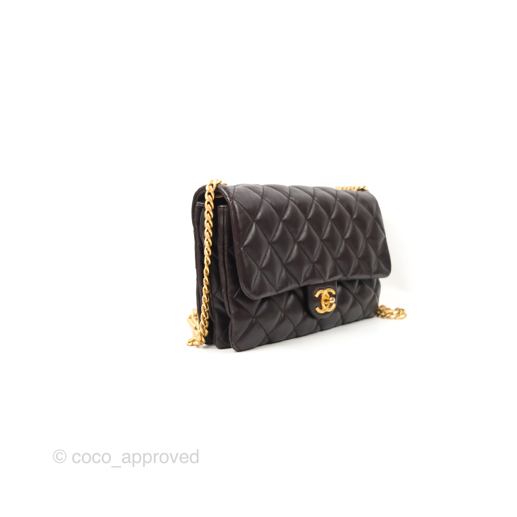 Chanel Brown Quilted Caviar Small Classic Flap Bag Gold Hardware, 2023 (Very Good)