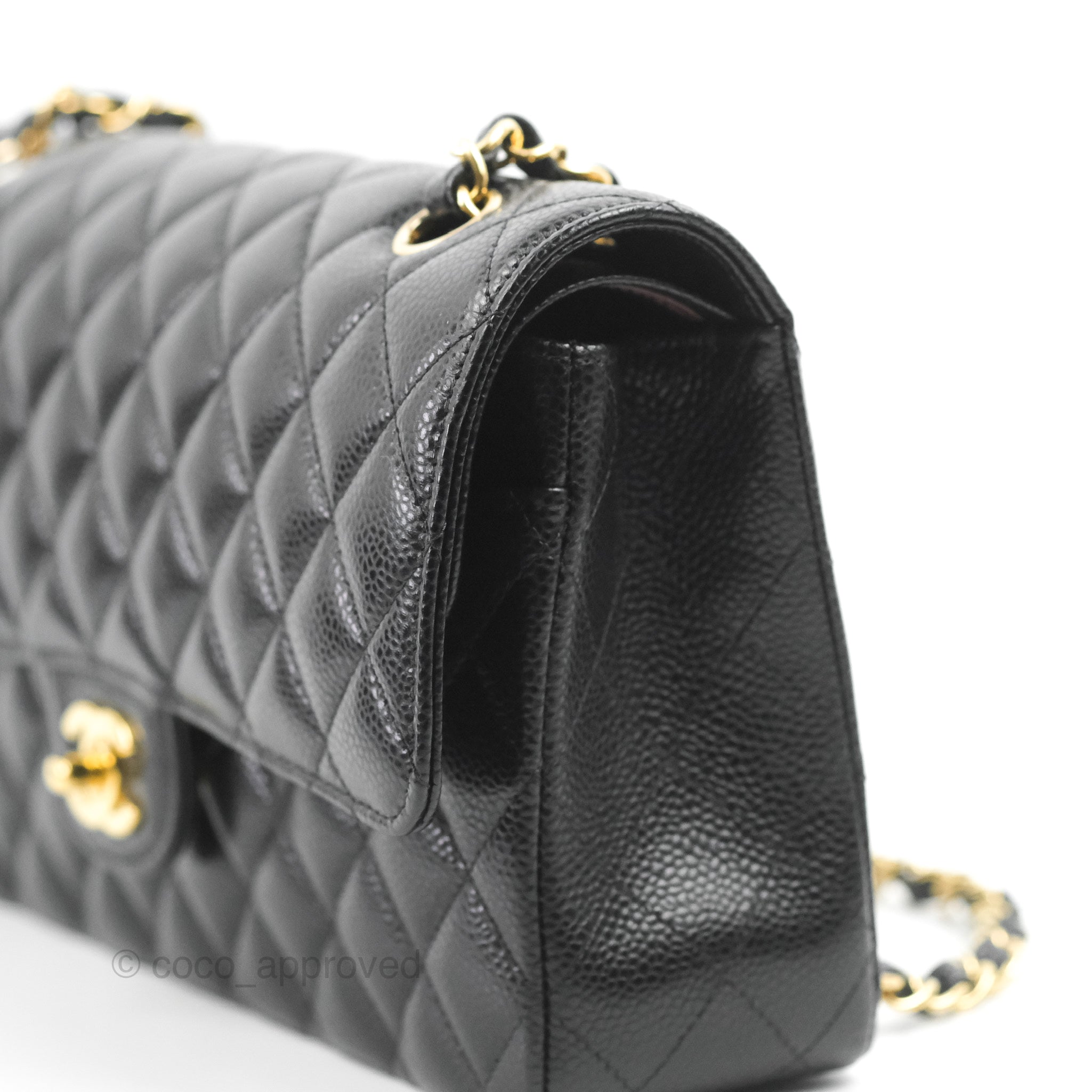 Chanel Classic M/L Medium Flap Quilted Black Caviar Gold Hardware – Coco  Approved Studio