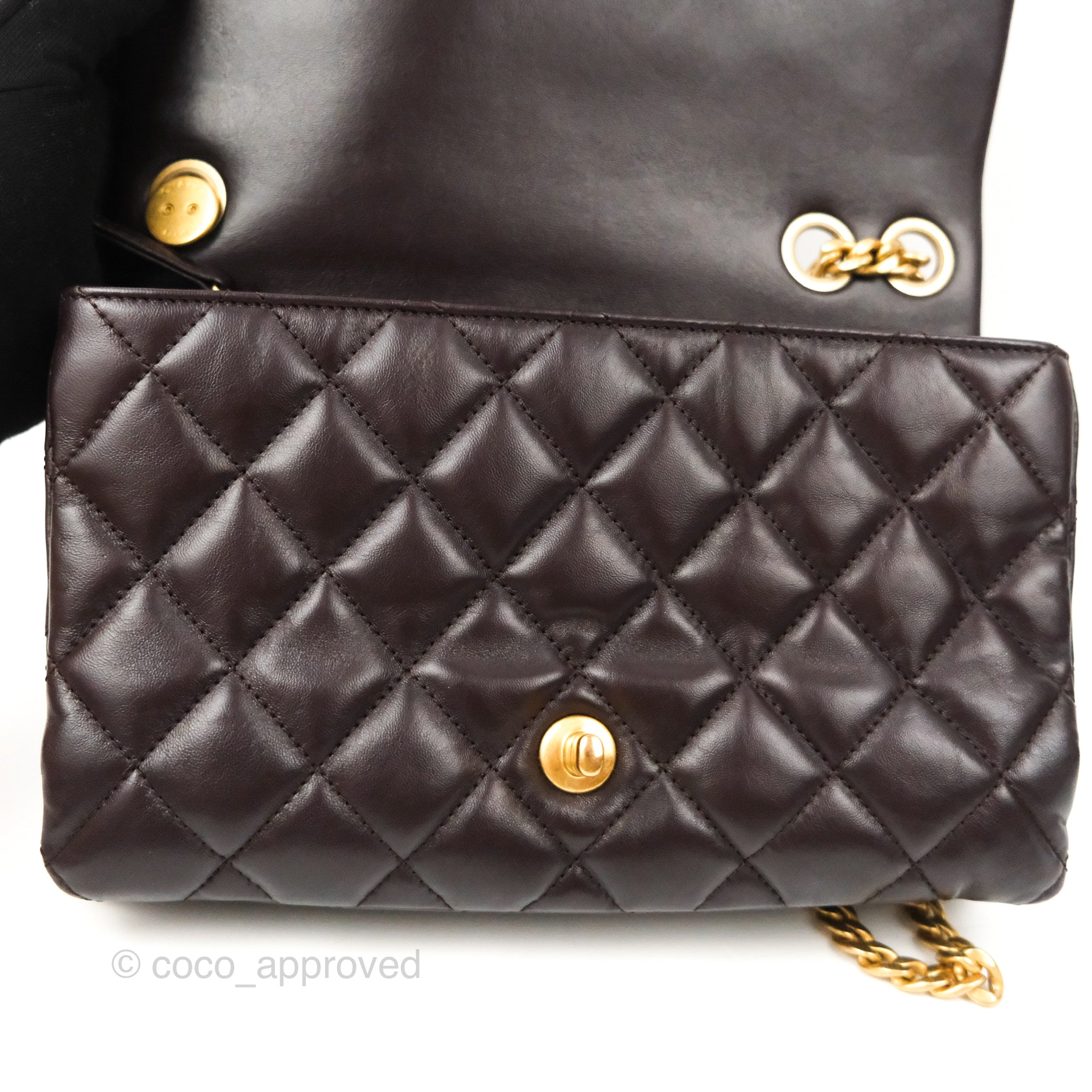 Chanel 5093972 Dark Brown Vintage Lambskin Quilted Resin Chain Hardware  Single Flap Bag - The Attic Place