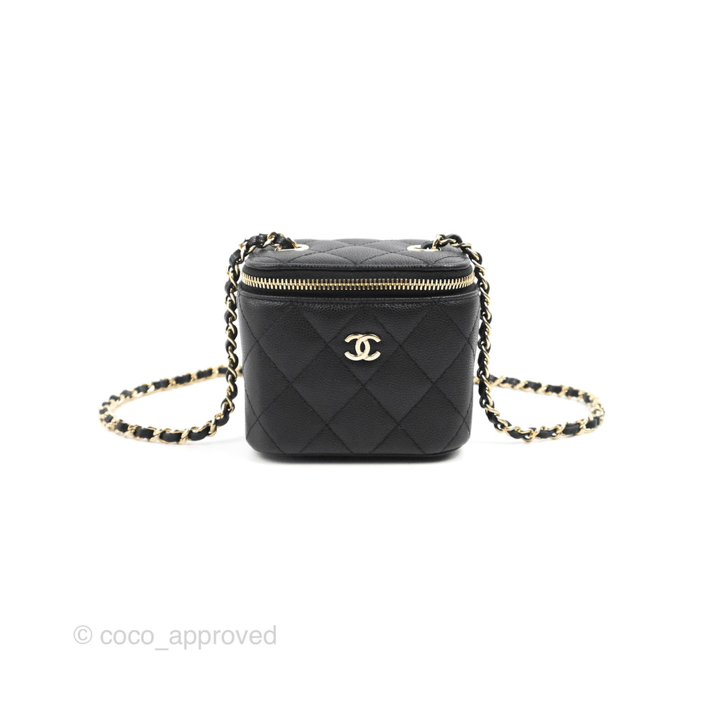 Chanel Mini Vanity With Chain Black Caviar Gold Hardware