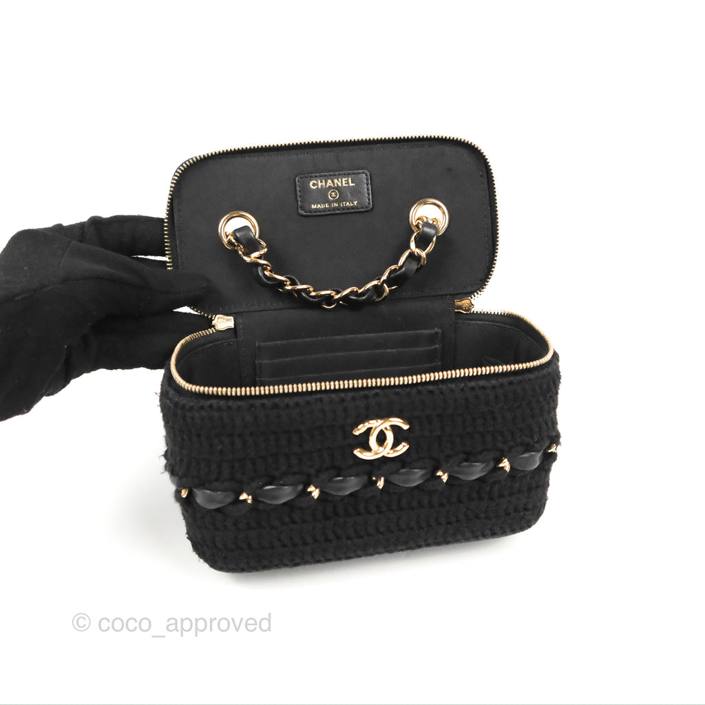 Chanel Vanity with Chain Crochet Black Lambskin Gold Hardware