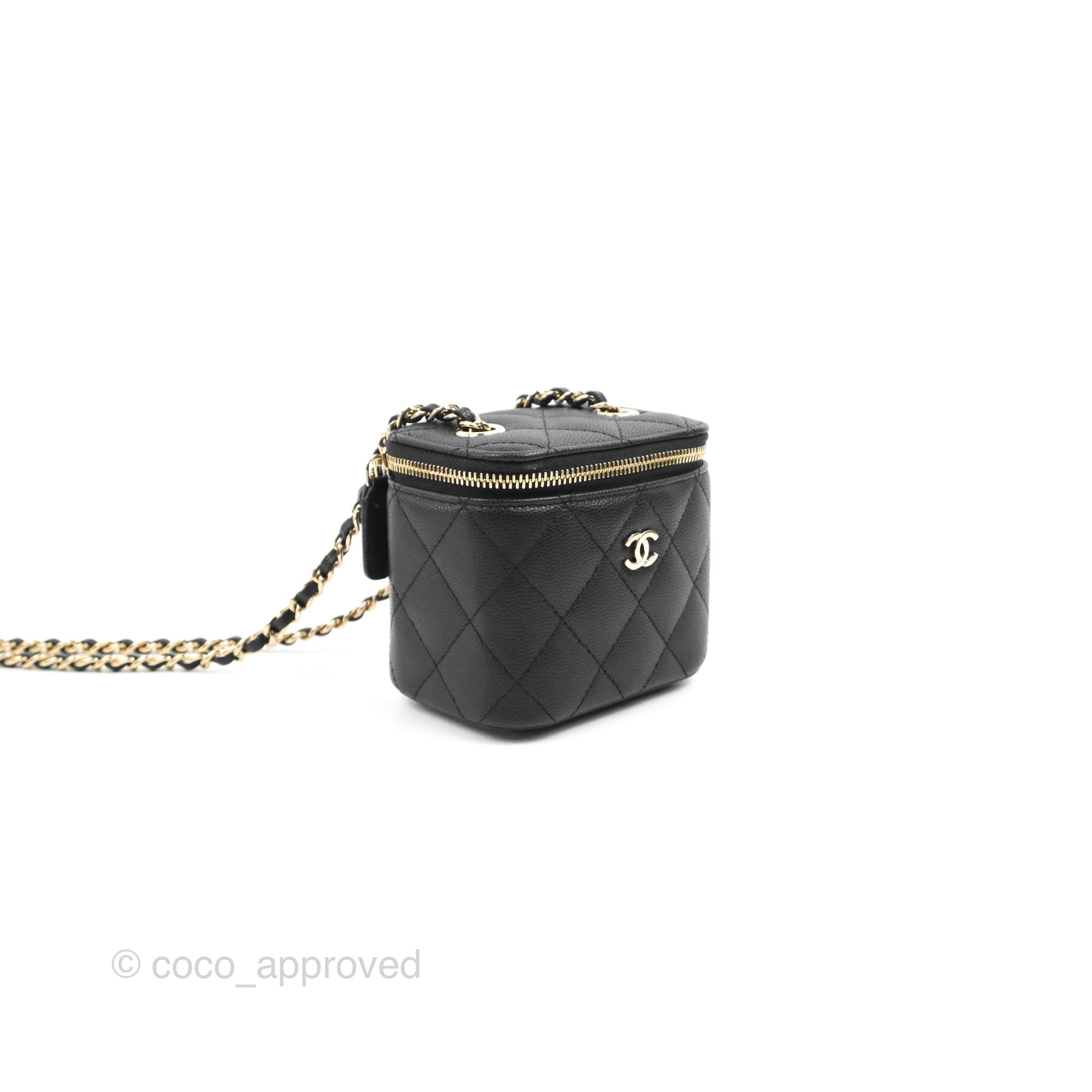 Chanel Mini Vanity With Chain Black Caviar Gold Hardware – Coco Approved  Studio