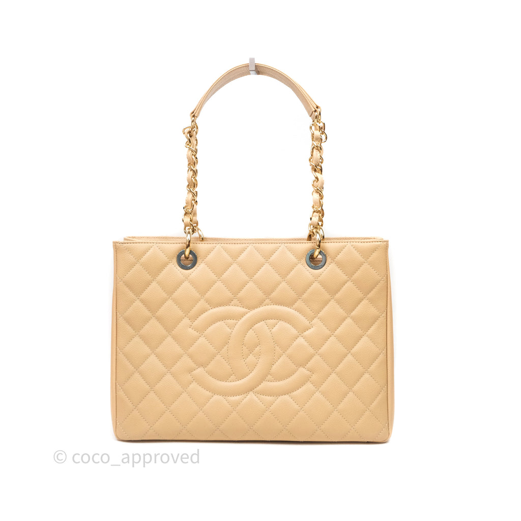 Chanel GST Beige Caviar Gold Hardware