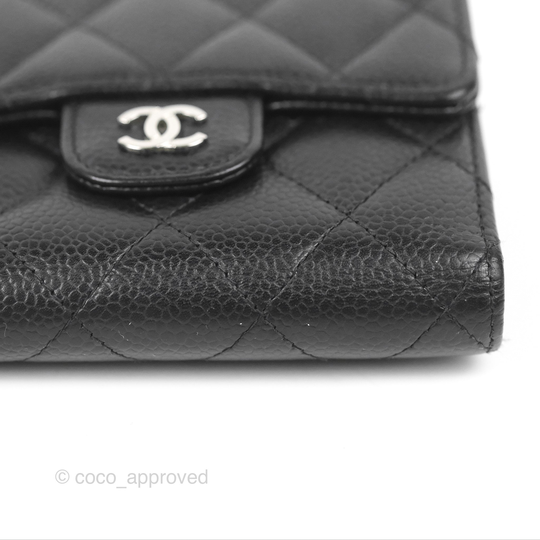 Chanel Classic Flap Wallet Black Caviar Silver Hardware – Coco