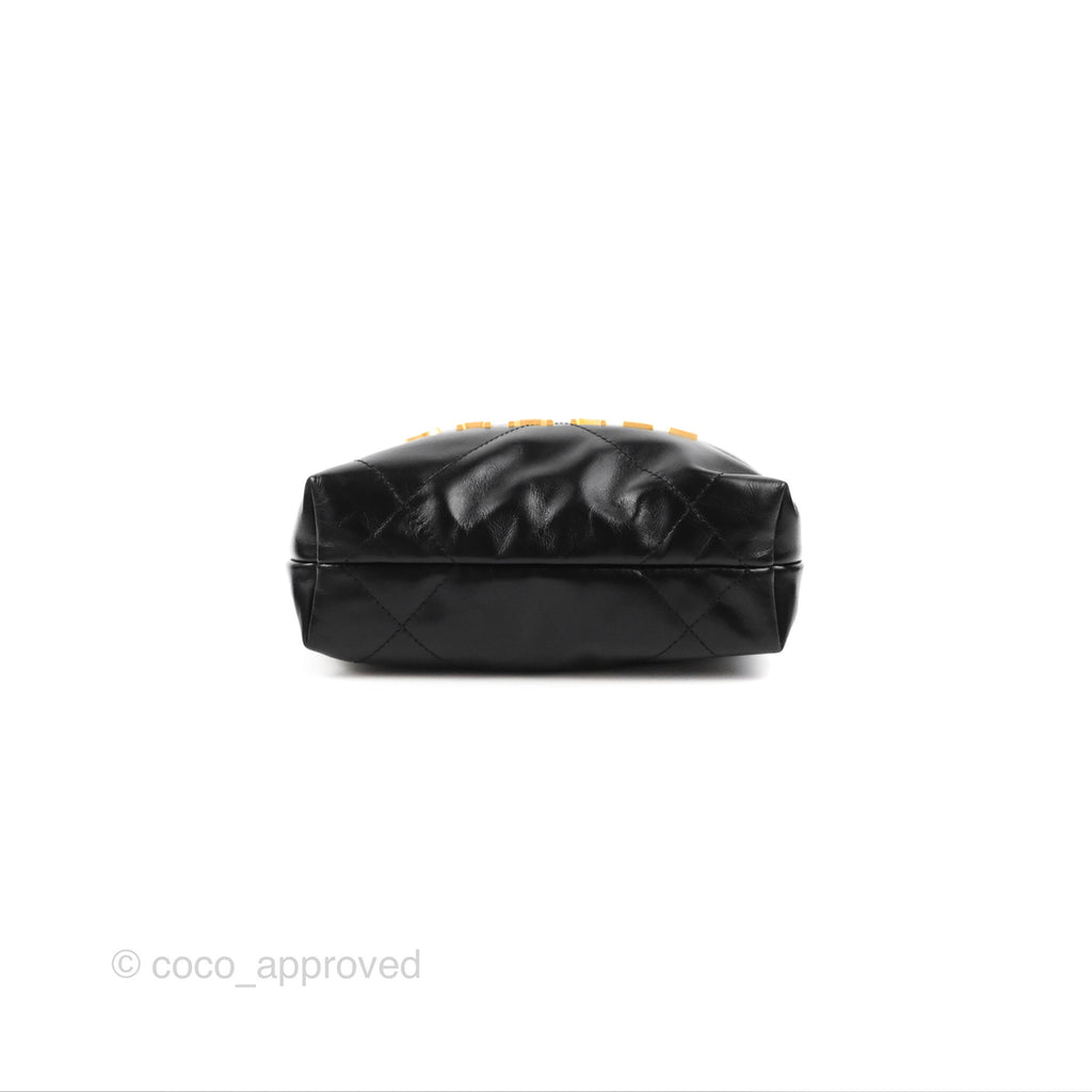 CHANEL Shiny Caviar Quilted Monochrome Mini Chanel 22 Black 1299688