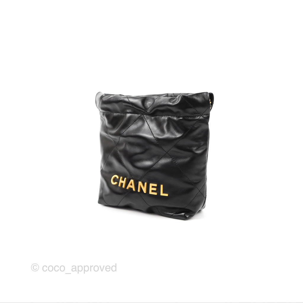 Chanel 22 Mini Bag Black Shiny Crumpled Calfskin – Coco