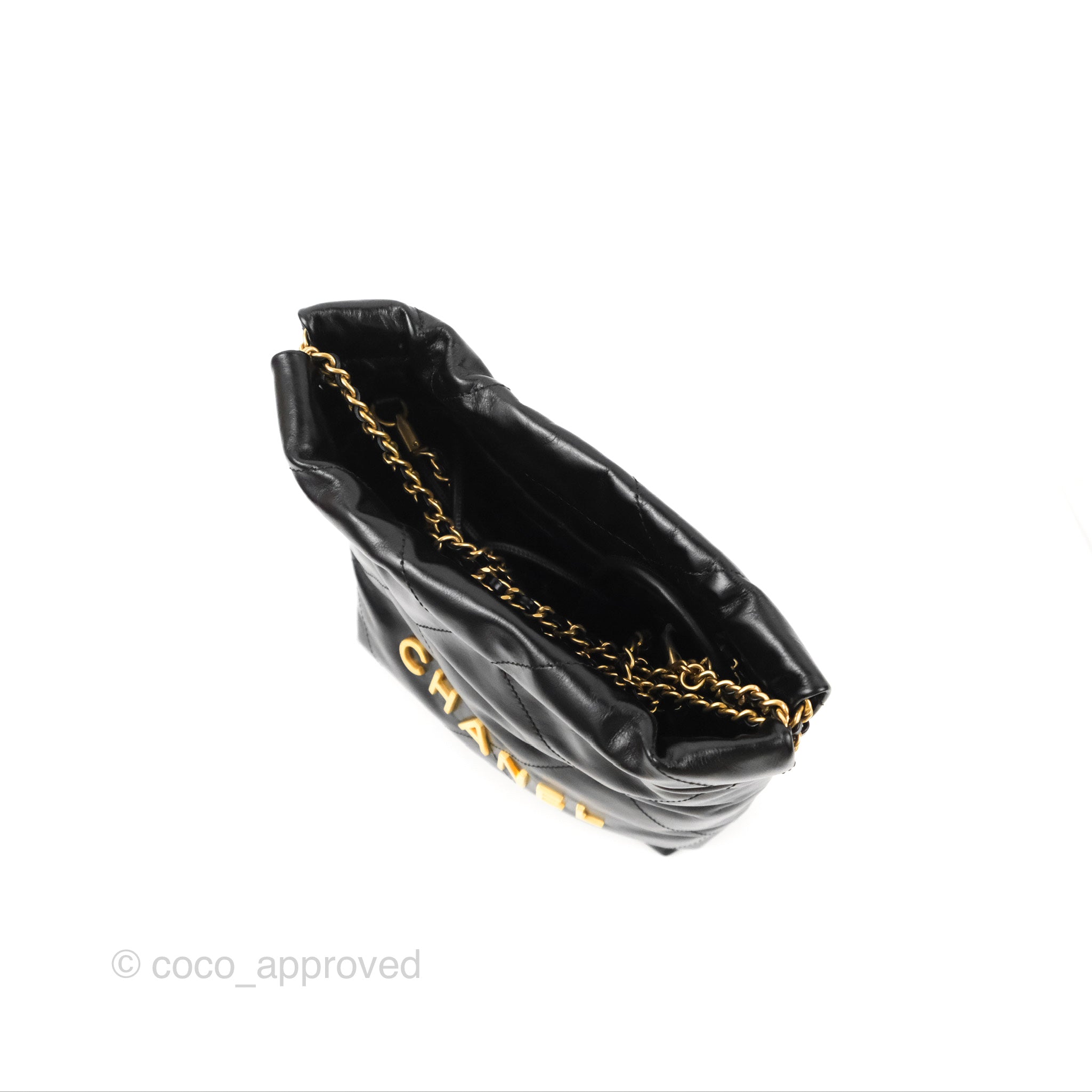 Chanel Clutch with Chain Shiny Crumpled Calfskin Gold Black  AP2767-B08080-NI15