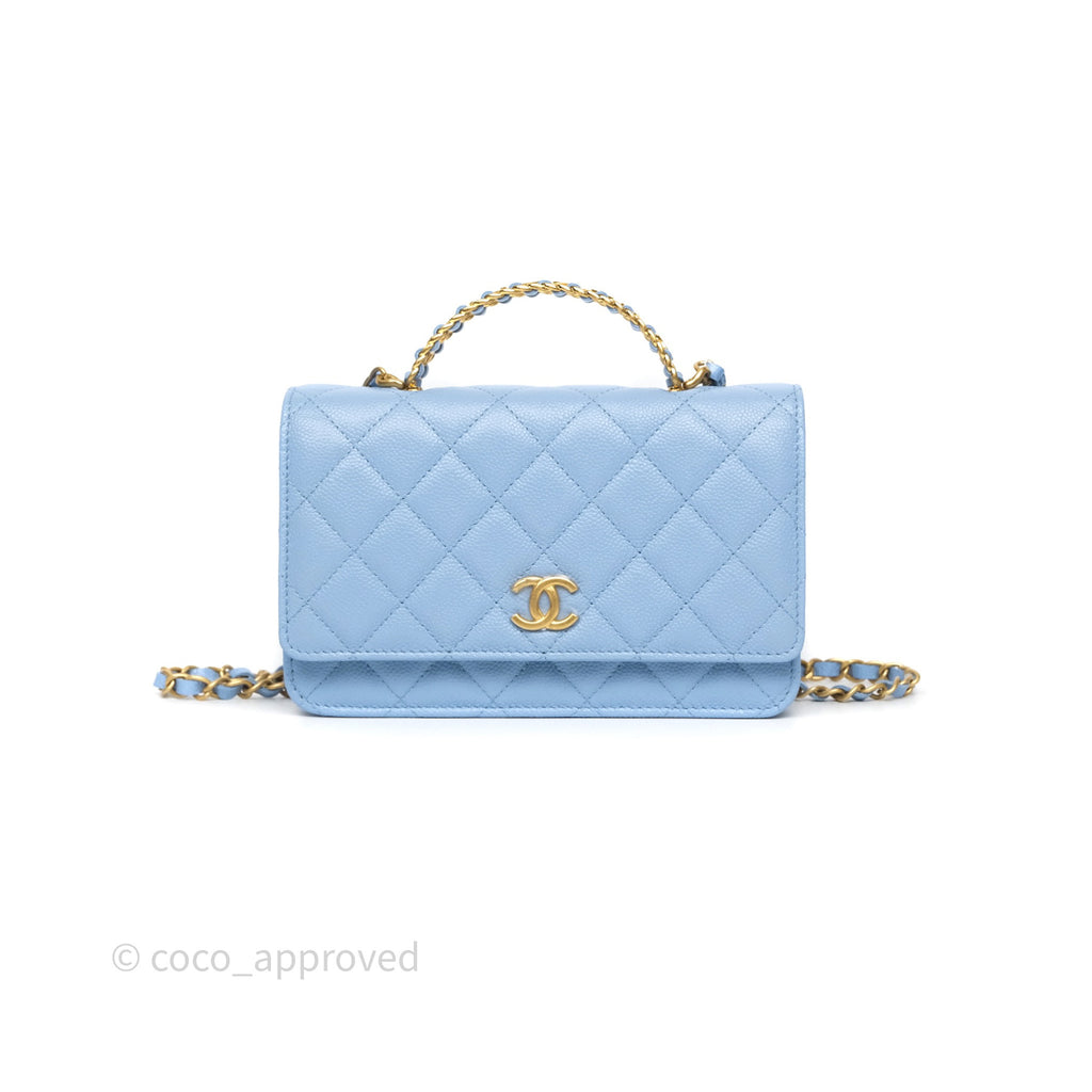 Chanel Top Handle Pick Me Up Wallet On Chain WOC Blue Caviar Gold Hardware