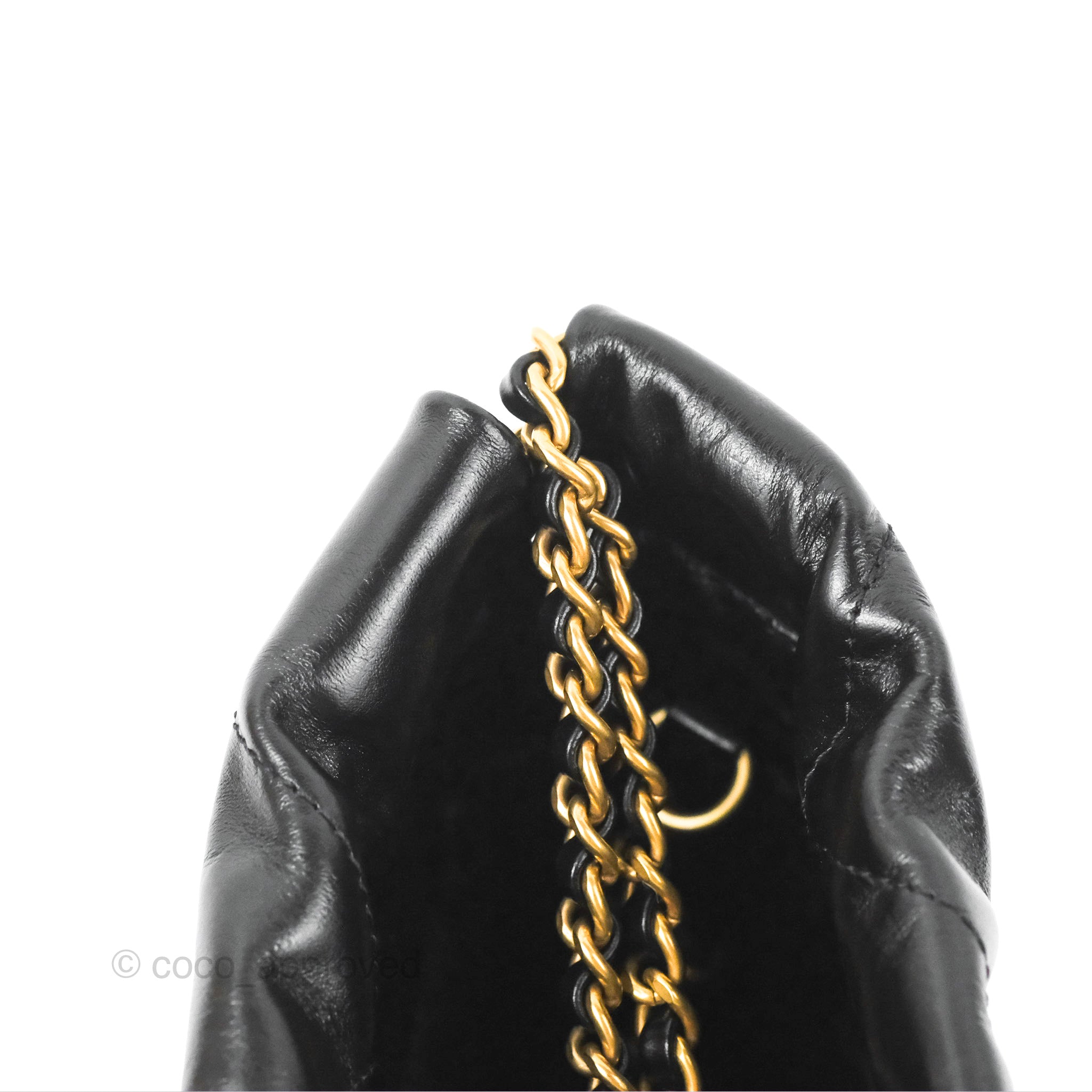 Chanel Chanel 22 Mini Chain Shoulder Bag As3980 Shiny Calf Black G