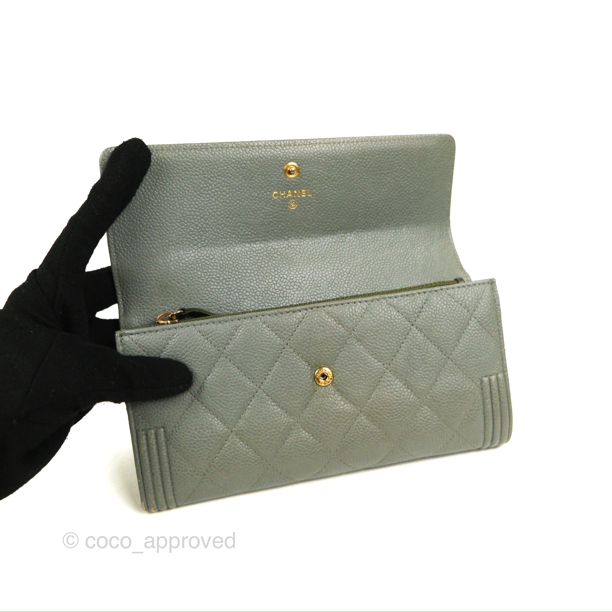 Chanel 27675793 Black Caviar Shine Gold Tone BOY CHANEL Long Flap Wallet -  The Attic Place