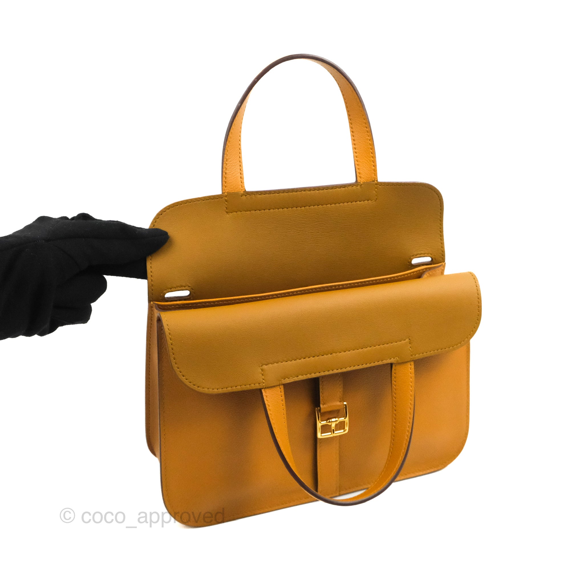 Hermès Halzan 25 Caramel Evercolour Gold Hardware – Coco Approved