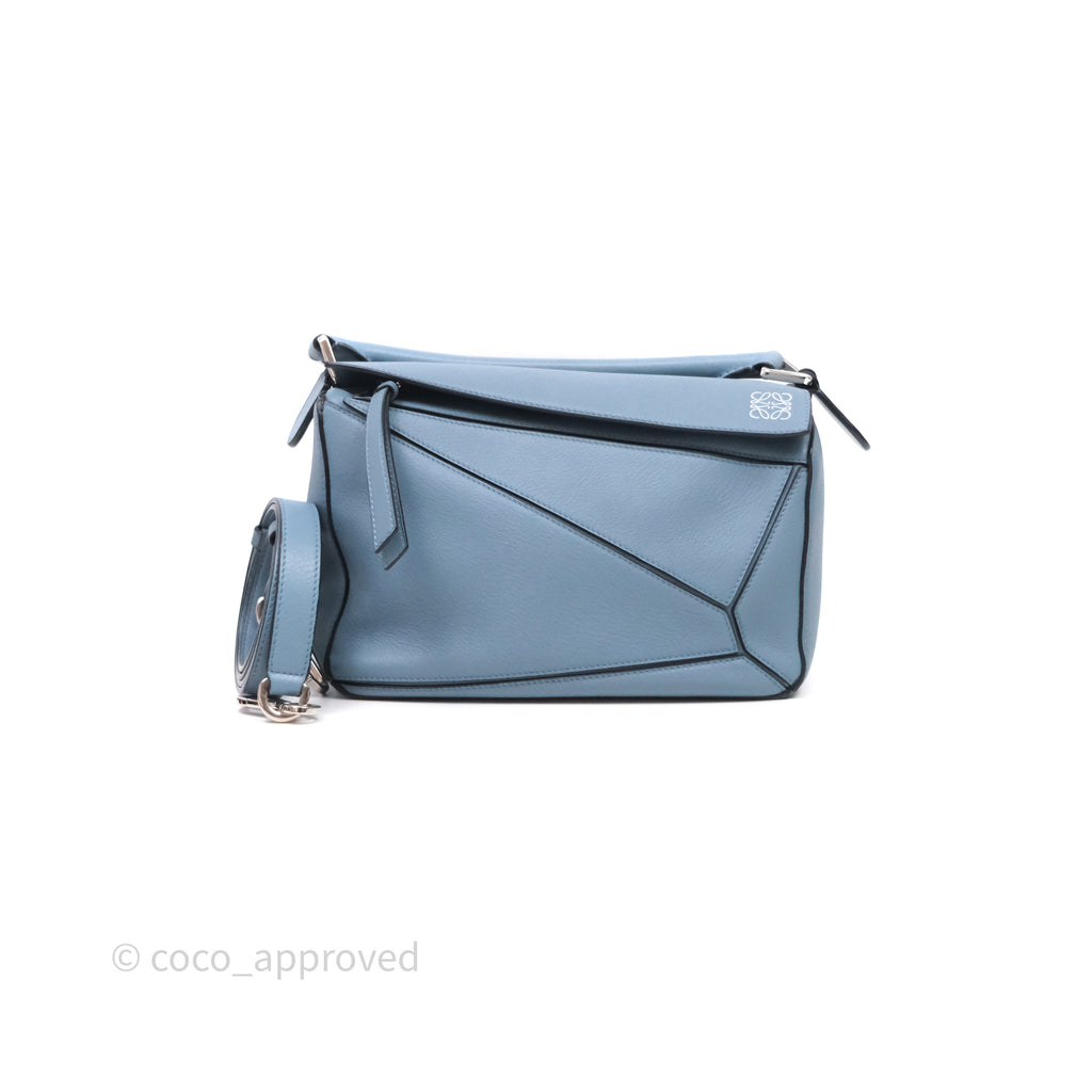 Loewe Small Puzzle Bag Stone Blue Calfskin