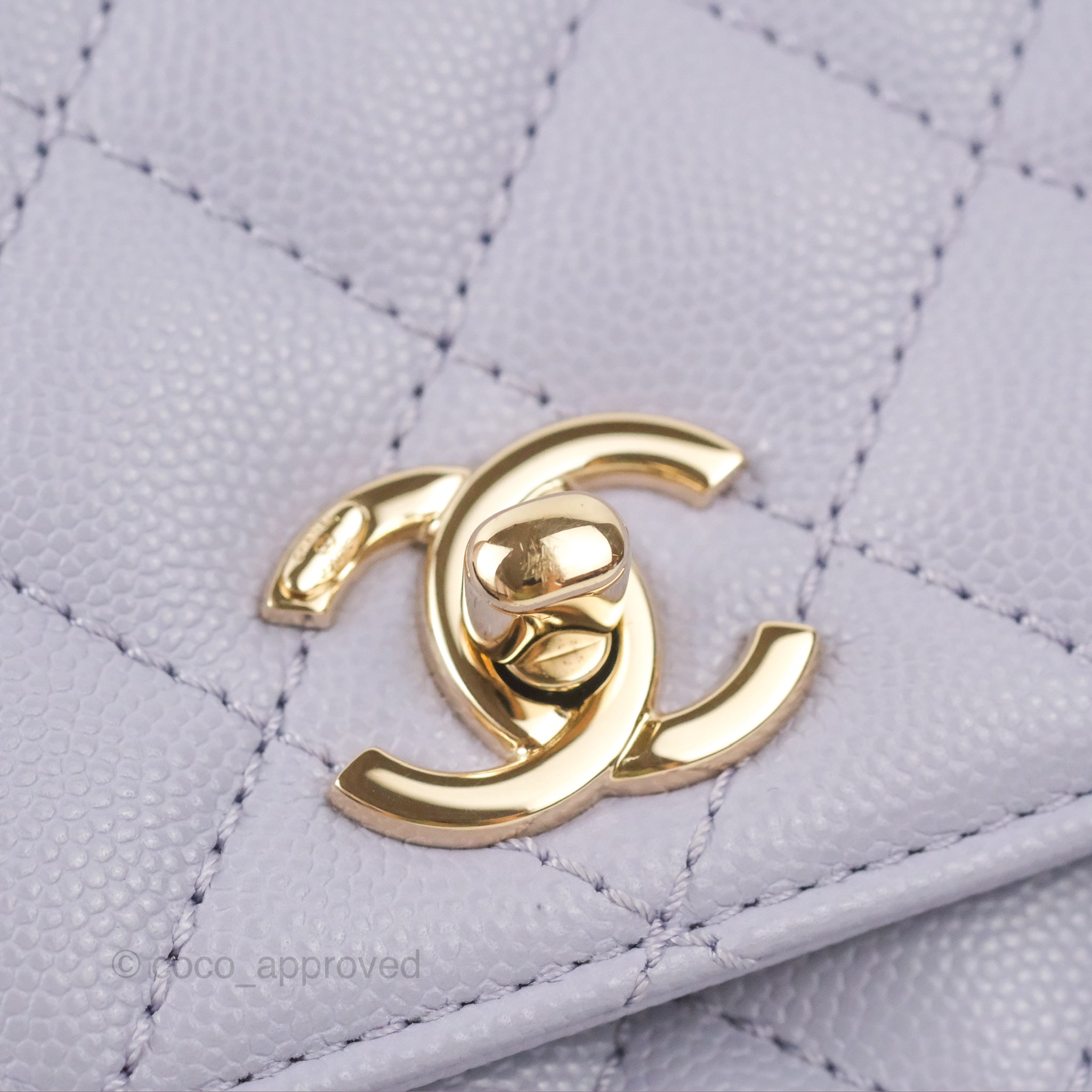 Chanel Small Coco Handle Chevron Purple Lilac Caviar Gold Hardware 21K –  Coco Approved Studio