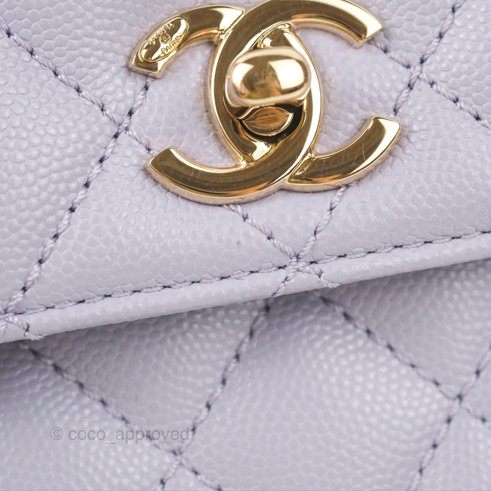 Chanel Small Coco Handle Chevron Purple Lilac Caviar Gold Hardware 21K –  Coco Approved Studio