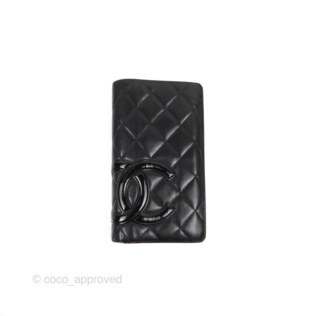 Chanel Quilted Cambon Yen Wallet Black Calfskin Silver Hardware