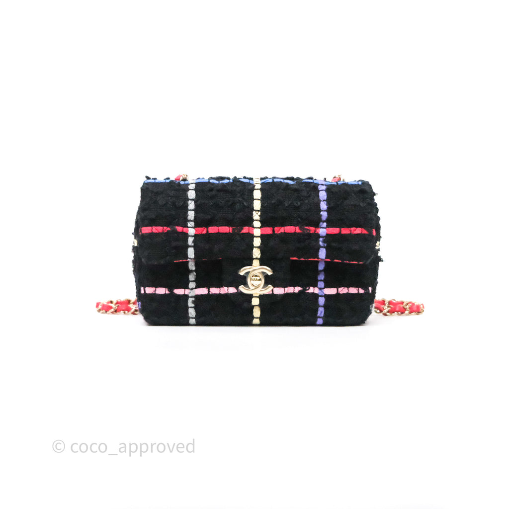 Chanel Mini Rectangular Flap Multicolor Tweed Gold Hardware