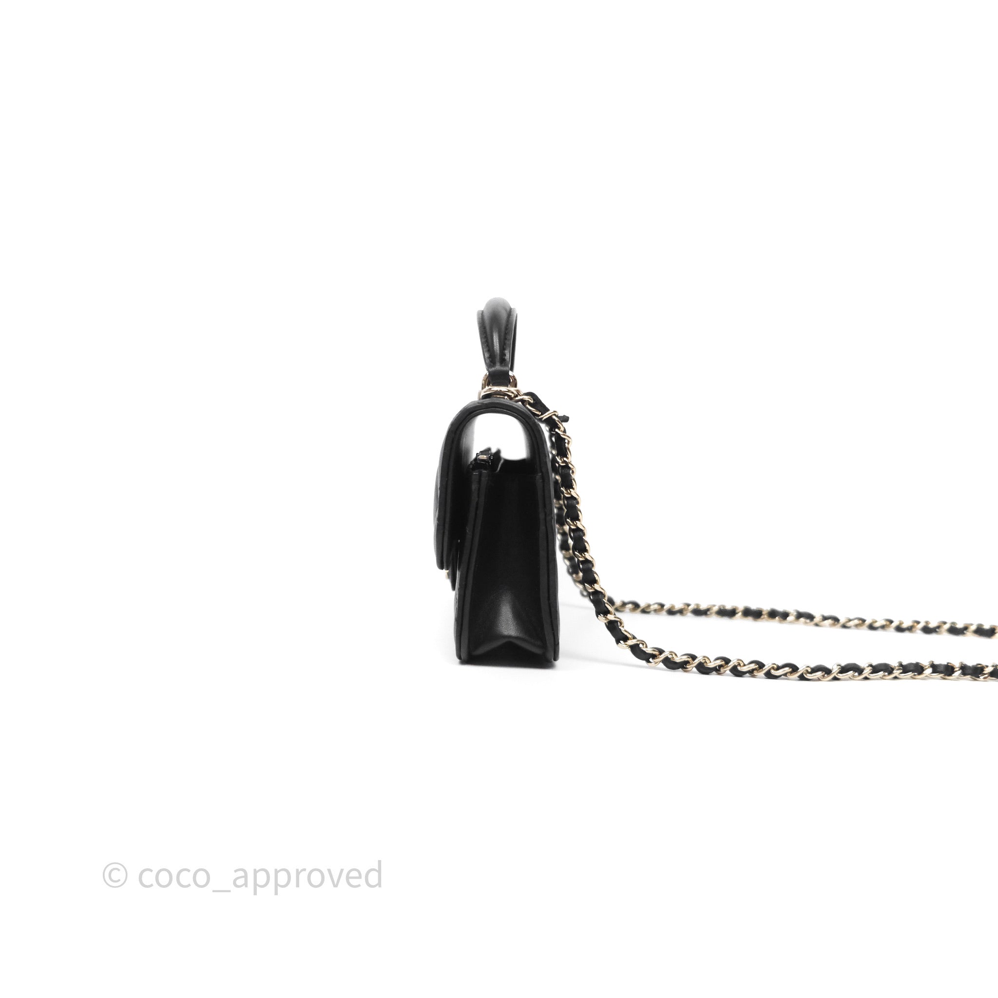 Chanel Top Handle Mini WOC Phone Holder Black Lambskin Gold