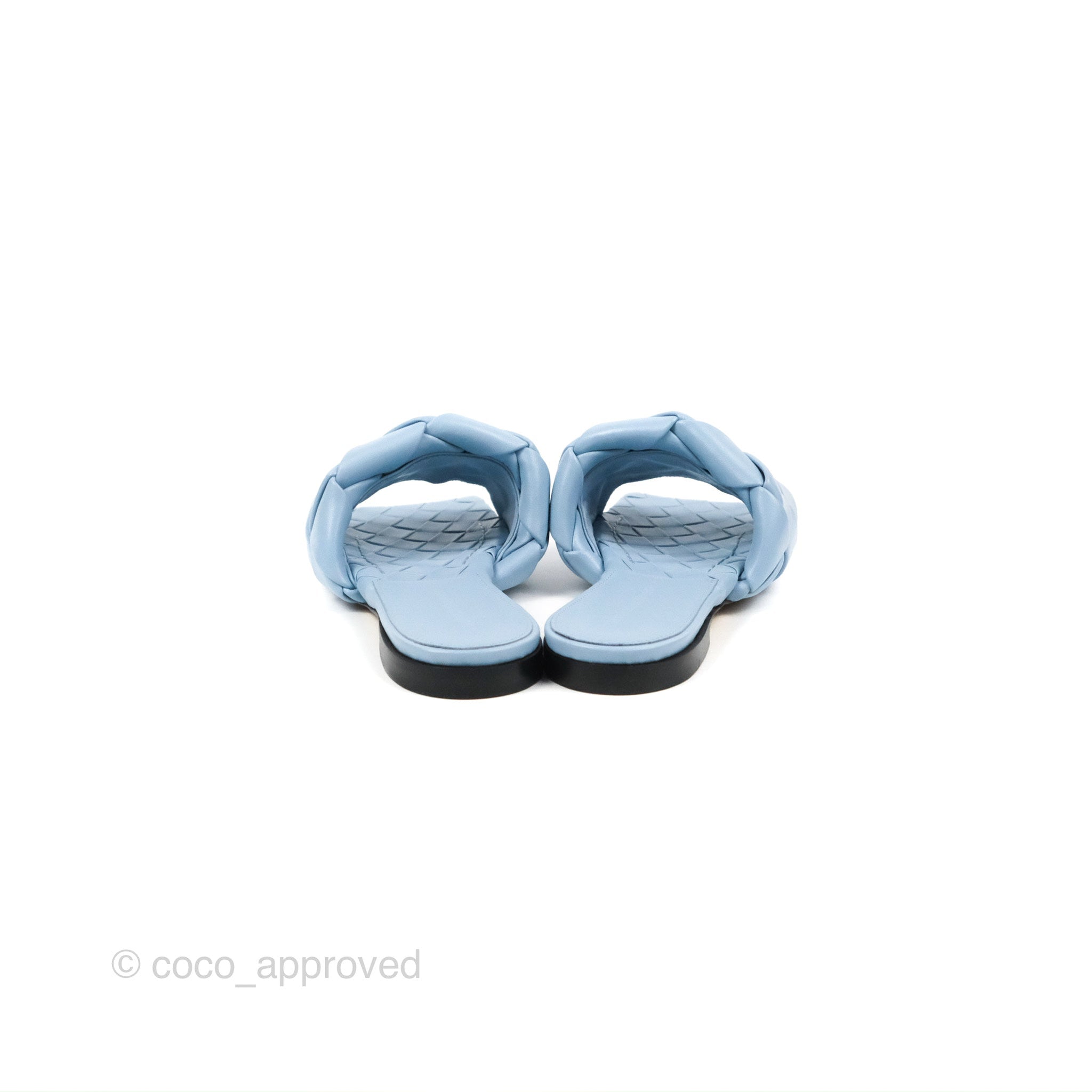 Bottega Veneta Lido Flat Sandals Intrecciato Pale Blue