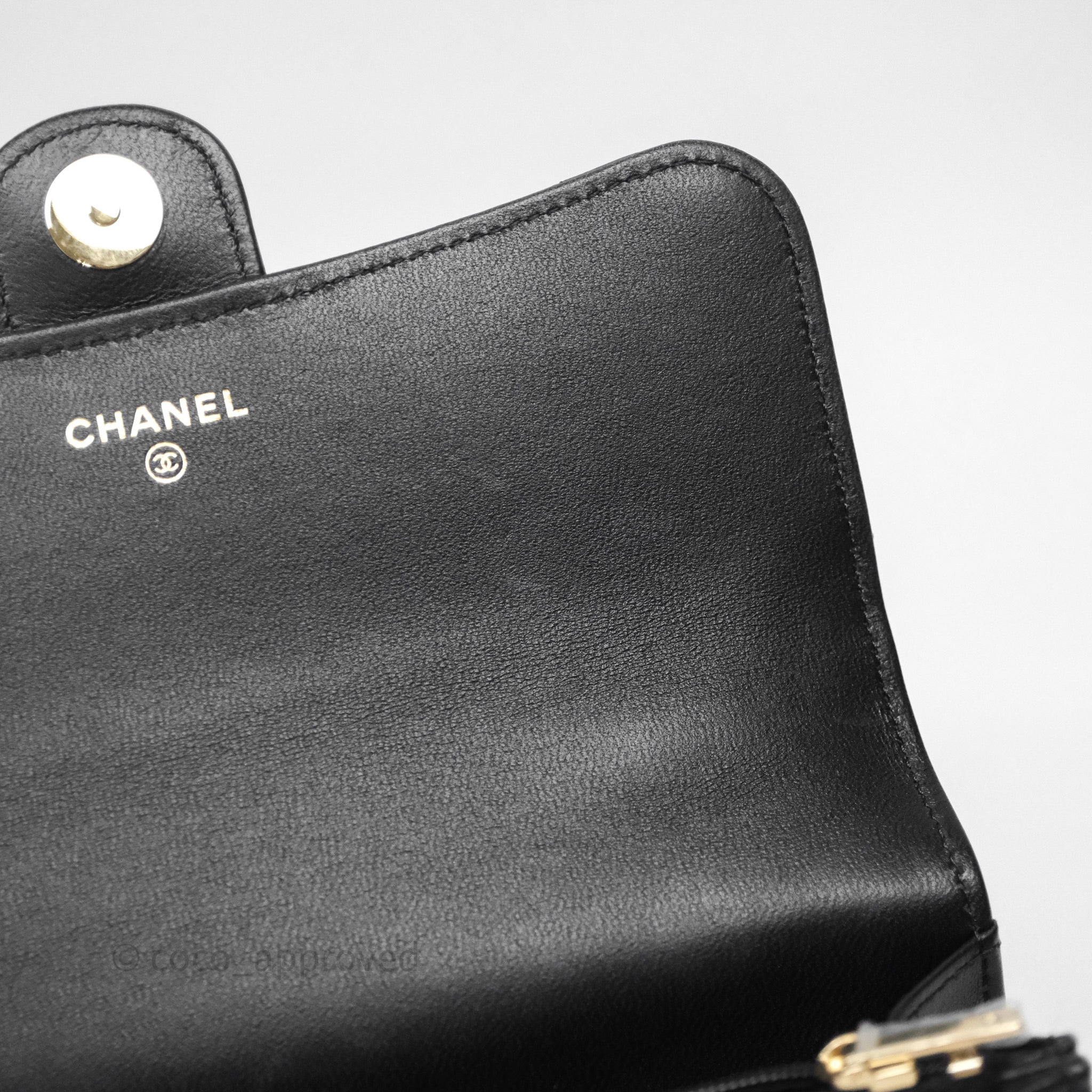 Chanel Top Handle Mini WOC Phone Holder Black Lambskin Gold