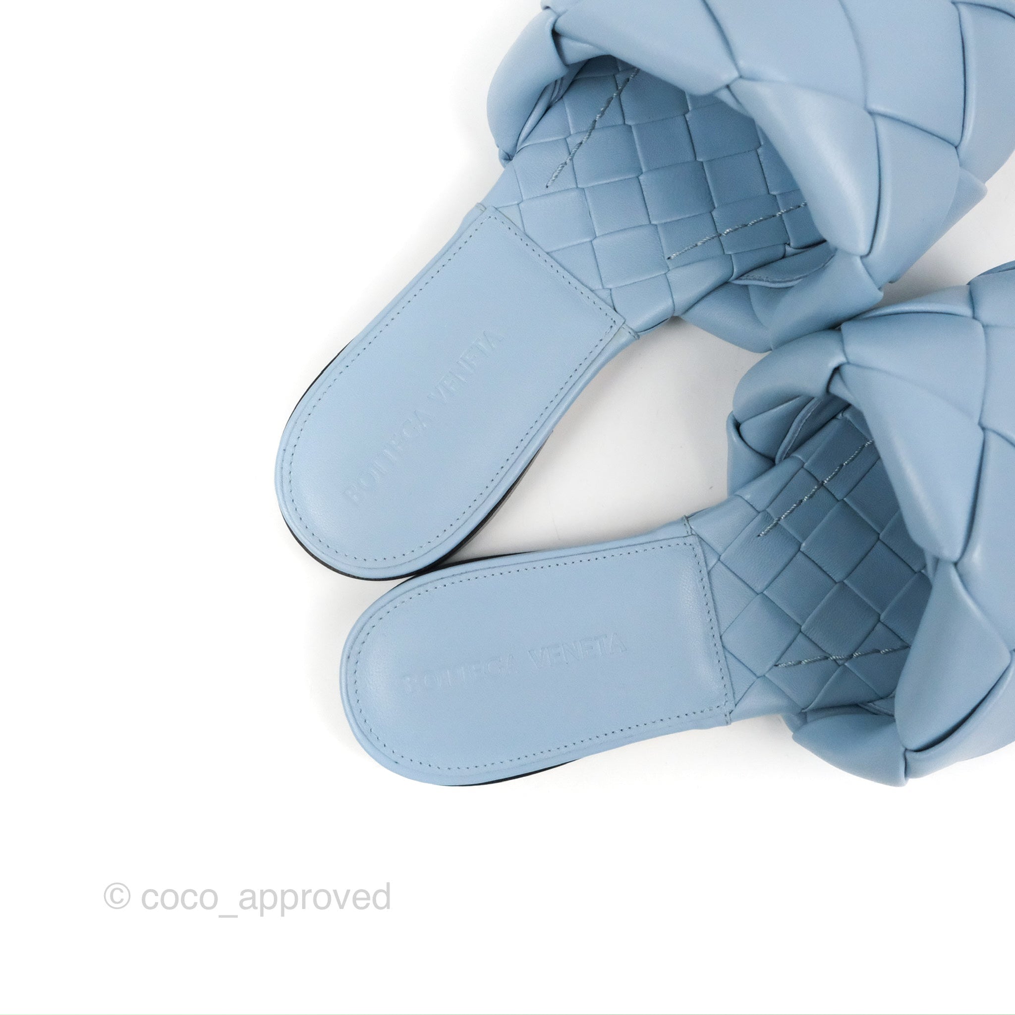 Bottega Veneta Lido Flat Sandals Intrecciato Pale Blue