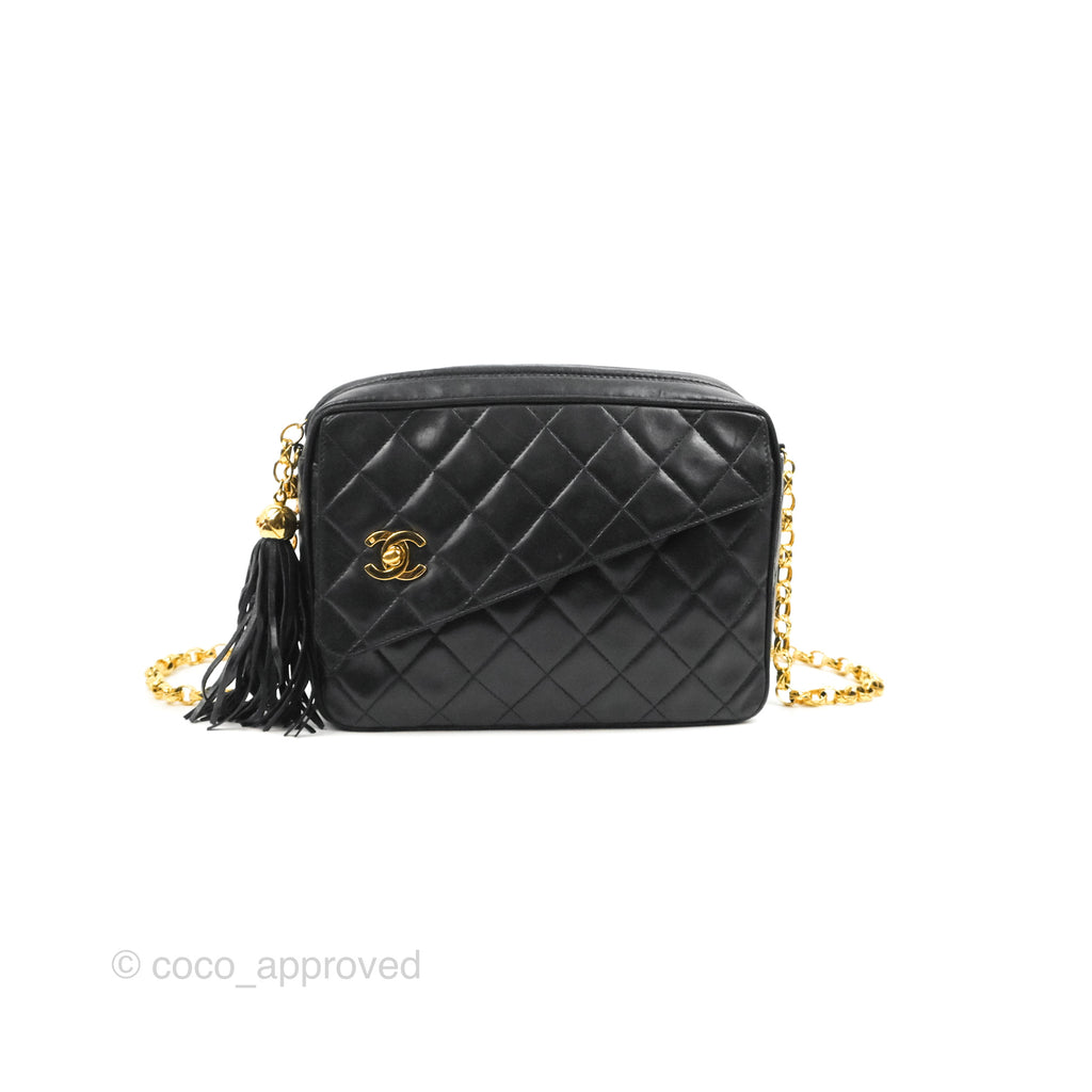 Chanel Vintage Camera Bag Black Lambskin 24K Gold Hardware