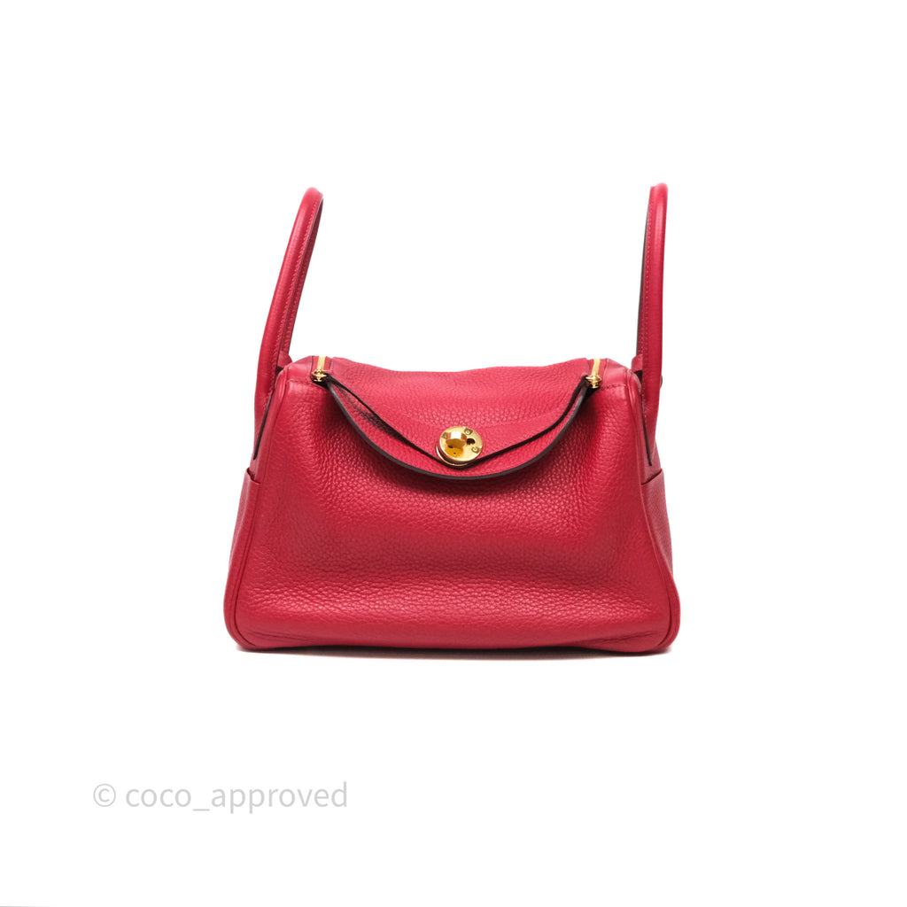 Hermes Lindy 26 Rouge Casaque Q5 Clemence Gold Hardware
