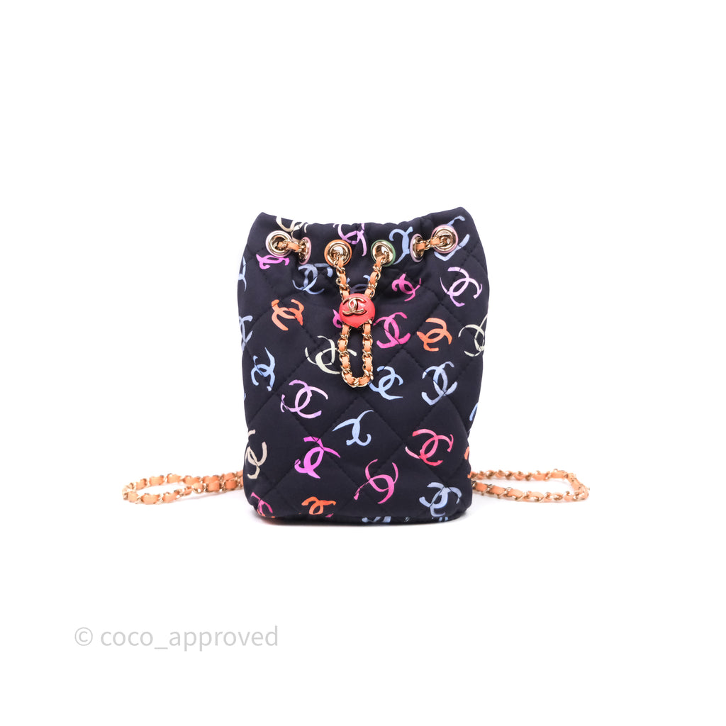 Chanel Small Drawstring Backpack Multicolored CC Printed Fabric 24S