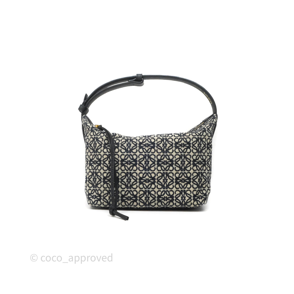 Loewe Small Cubi bag in Anagram Jacquard & Calfskin Navy/Black