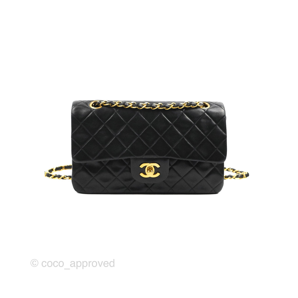 Chanel Vintage Small Classic Flap Black Lambskin 24K Gold Hardware